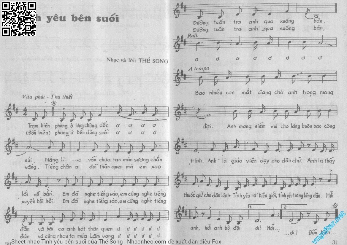 Trang 1 của Sheet nhạc PDF bài hát Tình yêu bên suối - Thế Song, 1. Trạm biên  phòng ở lưng chừng dốc ơ  núi. Nắng lên  cao vẫn chưa tan màn sương chăn lối về  bản