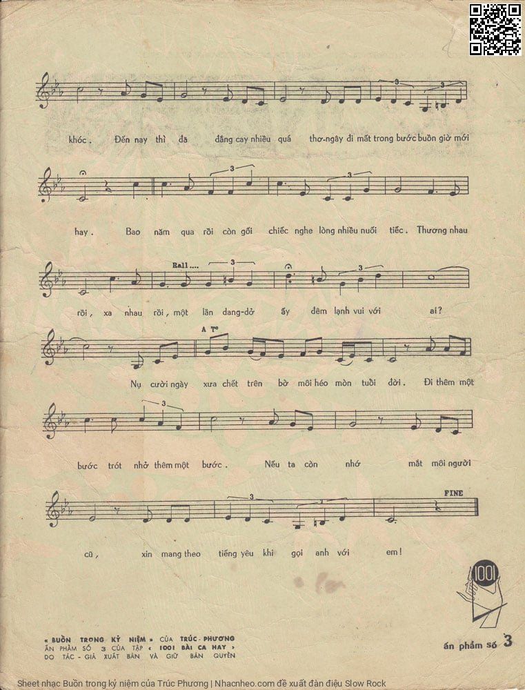 Trang 3 của Sheet nhạc PDF bài hát Buồn trong kỷ niệm - Trúc Phương, 1. Đường vào tình  yêu có trăm lần  vui có vạn lần  buồn. Đôi khi nhầm  lỡ đánh mất ân tình  cũ