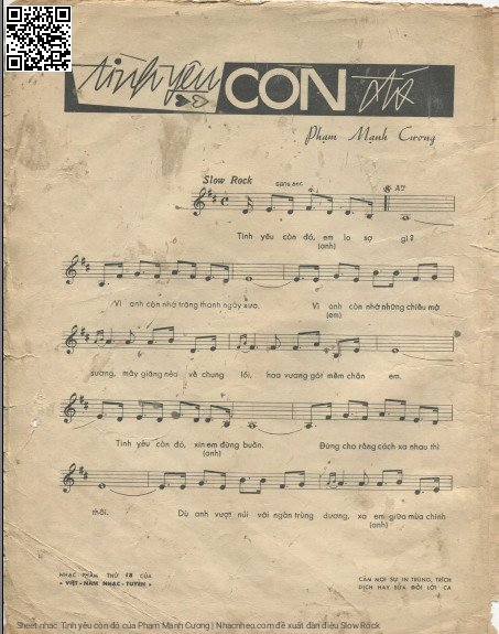 Trang 1 của Sheet nhạc PDF bài hát Tình yêu còn đó - Phạm Mạnh Cương, Tình yêu còn đó anh lo sợ  gì. Vì anh còn nhớ trăng thanh ngày  xưa Vì anh còn nhớ những chiều mờ  sương