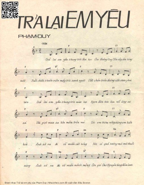 Trang 2 của Sheet nhạc PDF bài hát Trả lại em yêu - Phạm Duy, 1. Trả lại em  yêu, khung trời đại học. Con đường Duy  Tân cây dài bóng  mát Buổi chiều khuôn  viên mây trời xanh  ngát
