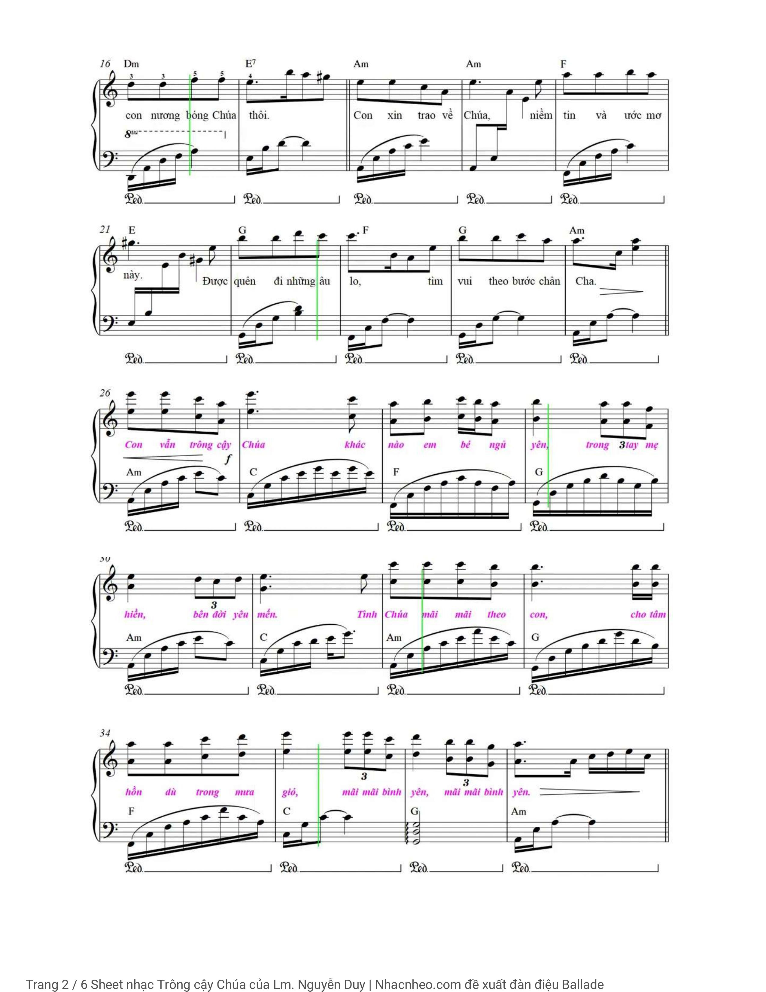 Trang 2 của Sheet nhạc PDF Piano bài hát Trông cậy Chúa Piano solo - Lm. Nguyễn Duy, Có sheet SOLO Piano và sheet lời hát có nốt kèm intro.  Bản đẹp vui lòng liên hệ tác giả trong link Youtube