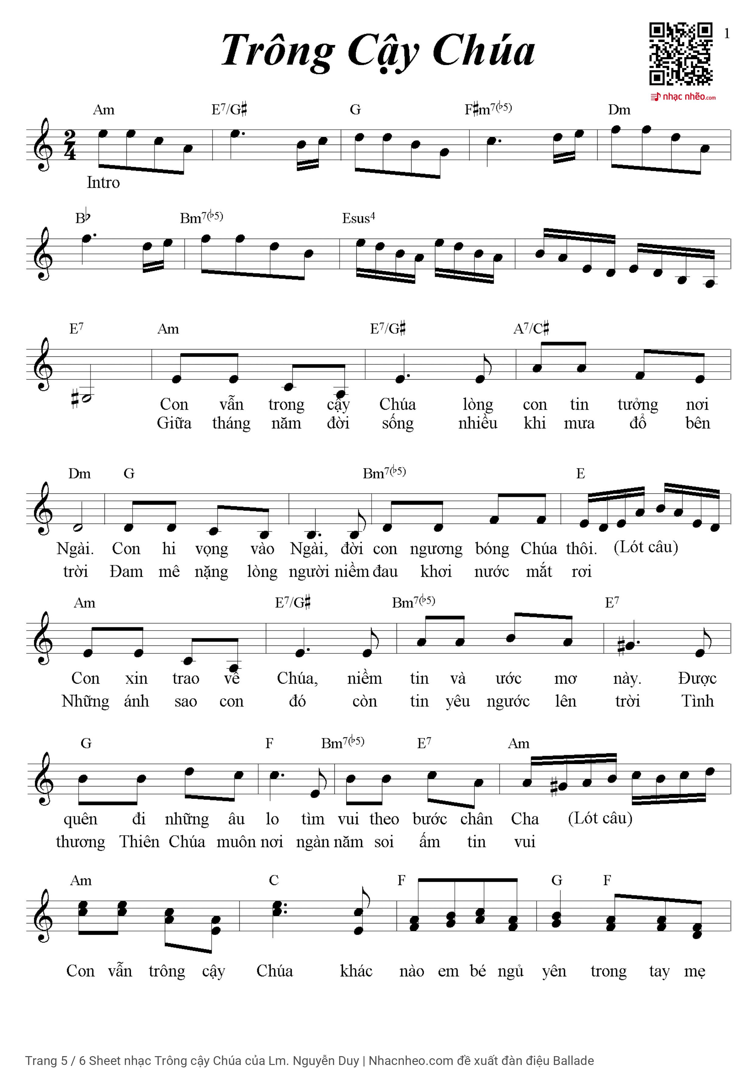 Trang 5 của Sheet nhạc PDF Piano bài hát Trông cậy Chúa Piano solo - Lm. Nguyễn Duy, Có sheet SOLO Piano và sheet lời hát có nốt kèm intro.  Bản đẹp vui lòng liên hệ tác giả trong link Youtube