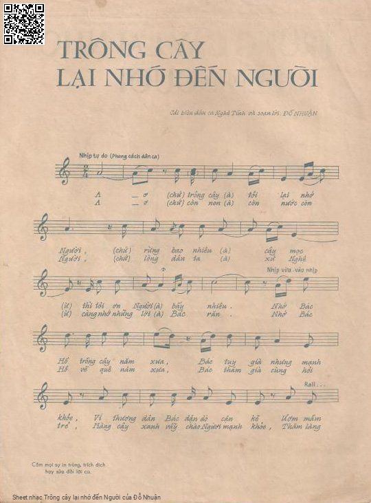 Trang 2 của Sheet nhạc PDF bài hát Trông cây lại nhớ đến Người - Đỗ Nhuận, 1.  Ai ơi!  trông cây  tôi lại nhớ người