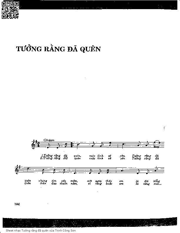 Trang 1 của Sheet nhạc PDF bài hát Tưởng rằng đã quên - Trịnh Công Sơn, 1. Tưởng rằng đã  quên, cuộc tình sẽ  yên