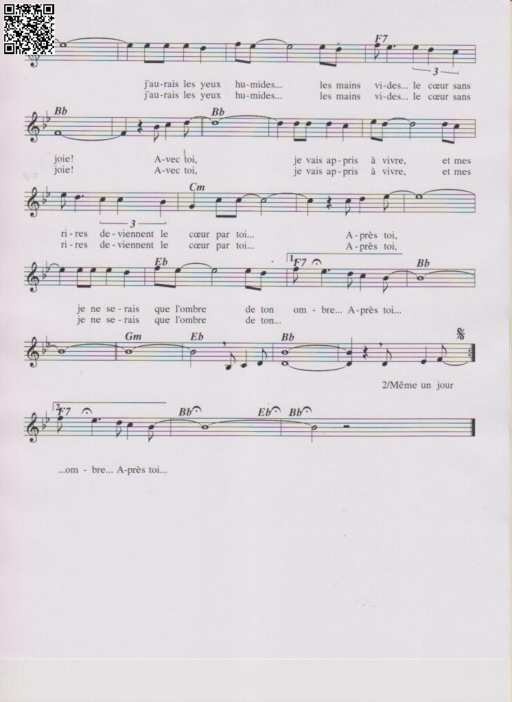 Trang 2 của Sheet nhạc PDF bài hát Vắng bóng người yêu (Après toi) - Nhạc Pháp, 1. Cuộc tình  tàn, cuộc tình vắng bóng  anh