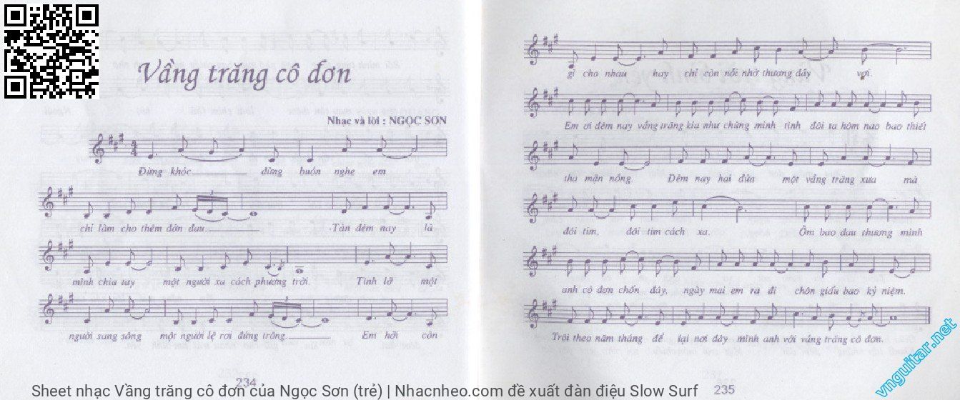 Trang 1 của Sheet nhạc PDF bài hát Vầng trăng cô đơn - Ngọc Sơn (trẻ), Đừng  khóc, đừng  buồn nghe em