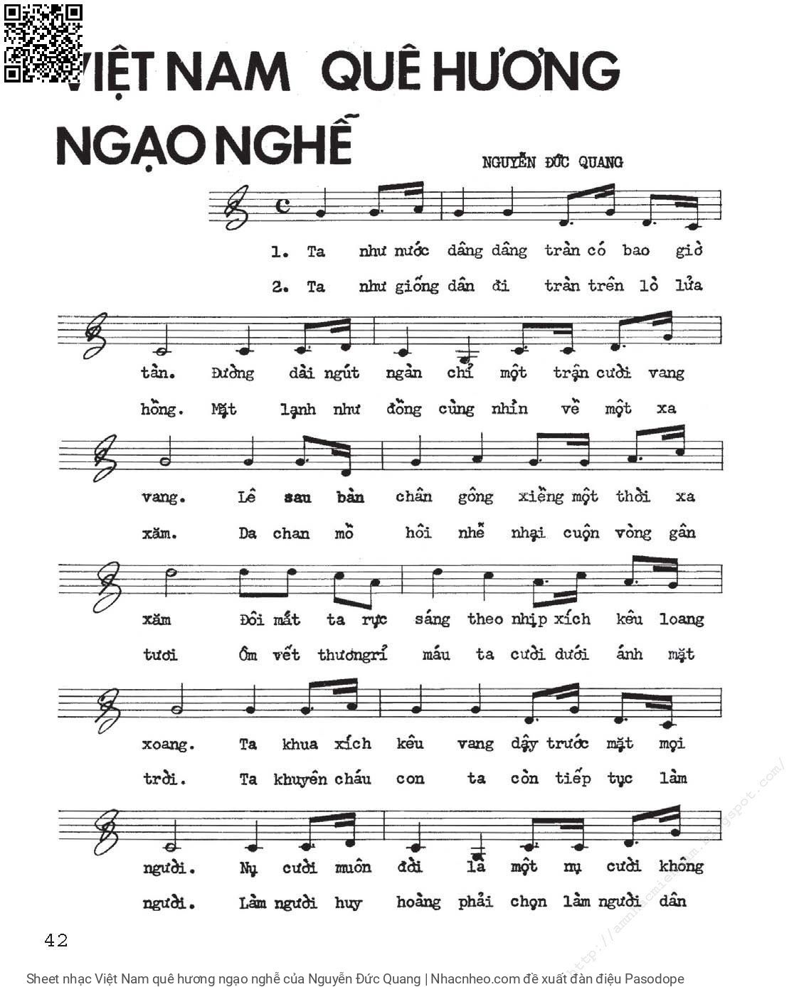 [Sheet] Việt Nam quê hương ngạo nghễ PDF lời & hợp âm, nốt nhạc