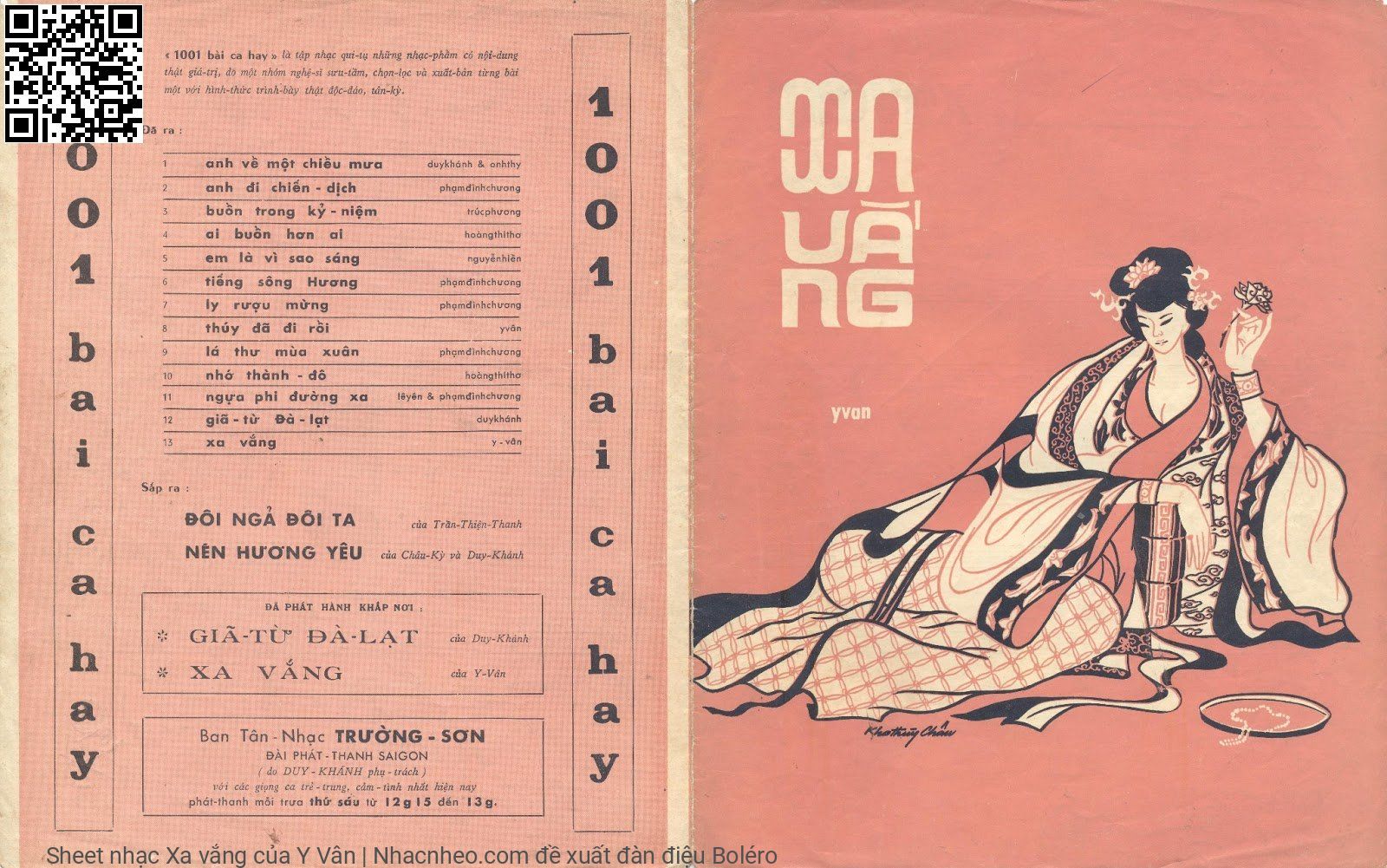 Trang 1 của Sheet nhạc PDF bài hát Xa vắng - Y Vân, 1. Ngày anh xa  vắng em  không trang điểm đợi  chờ. Những  đêm gió lạnh đầu  hè khuê  phòng ủ kín tâm  tư