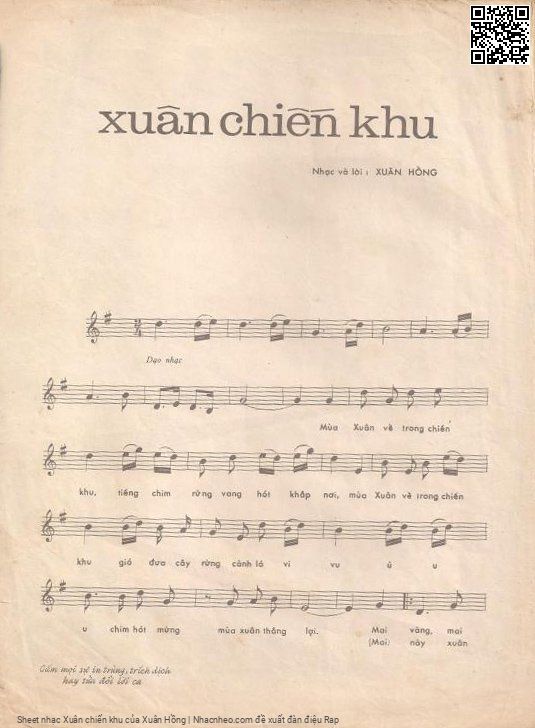 Trang 5 của Sheet nhạc PDF bài hát Xuân chiến khu - Xuân Hồng, 1. Mùa  xuân về trong chiến khu. Tiếng chim  rừng vang hót khắp nơi Mùa  xuân về trong chiến khu