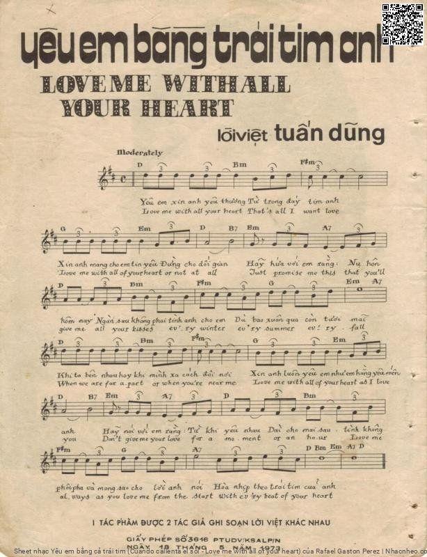 Trang 2 của Sheet nhạc PDF bài hát Yêu em bằng cả trái tim (Cuando calienta el sol - Love me with all of your heart) - Rafael Gaston Perez, Version 1: