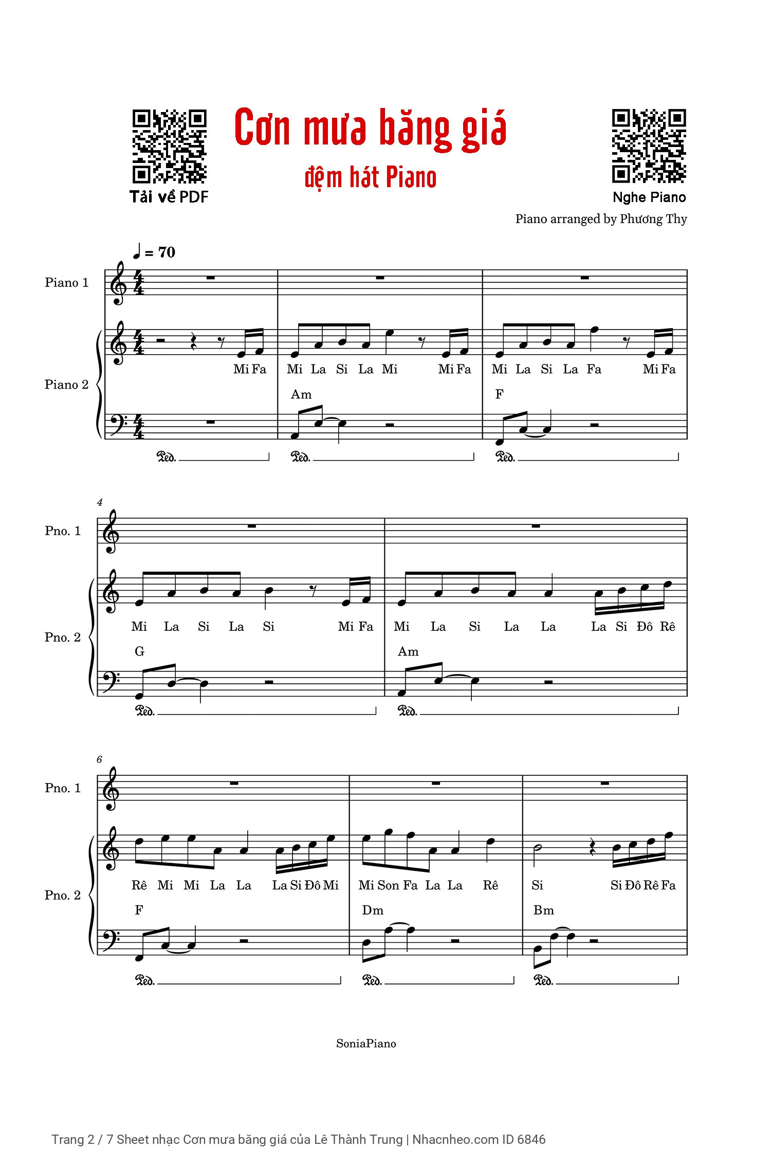 Trang 2 của Sheet nhạc PDF Piano bài hát Cơn mưa băng giá - Lê Thành Trung, Gồm Sheet Lời hợp âm và Sheet Piano đệm hát, Solo ca khúc Cơn mưa băng giá. Nhìn từng giọt  mưa nhẹ rơi ngoài hiên nơi xa em  có hay không