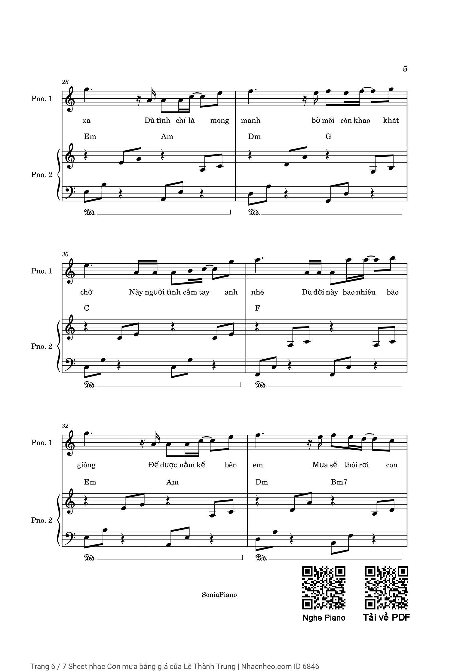 Trang 6 của Sheet nhạc PDF Piano bài hát Cơn mưa băng giá - Lê Thành Trung, Gồm Sheet Lời hợp âm và Sheet Piano đệm hát, Solo ca khúc Cơn mưa băng giá. Nhìn từng giọt  mưa nhẹ rơi ngoài hiên nơi xa em  có hay không