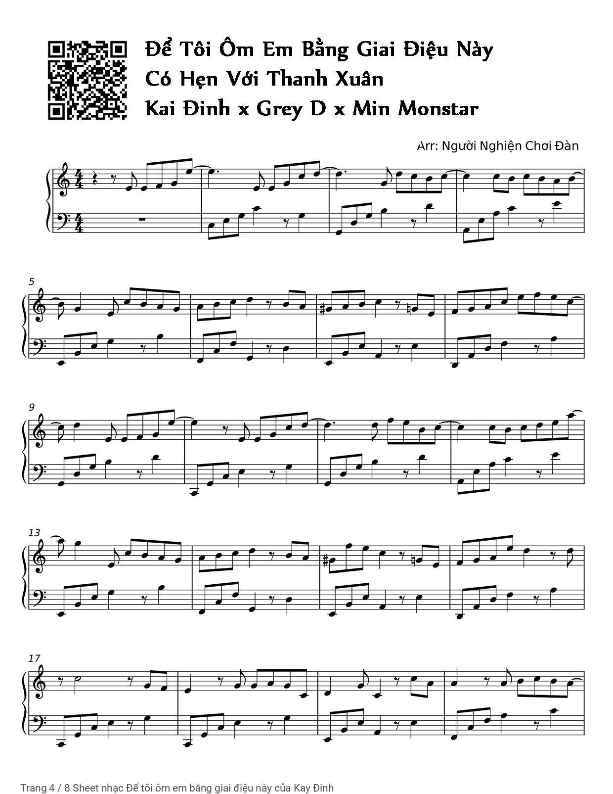 Trang 4 của Sheet nhạc PDF Piano bài hát Để tôi ôm em bằng giai điệu này - Kay Đinh