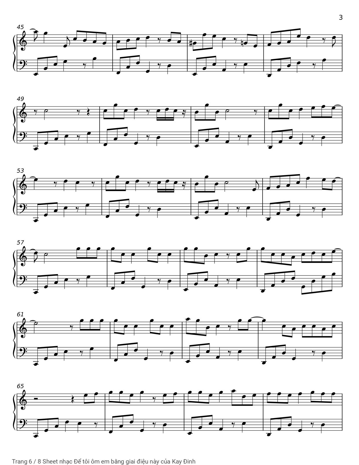 Hãy để tôi ôm lấy điều bận lòng hôm nay là có kèm sheet Piano solo ở bên dưới, Trang 6