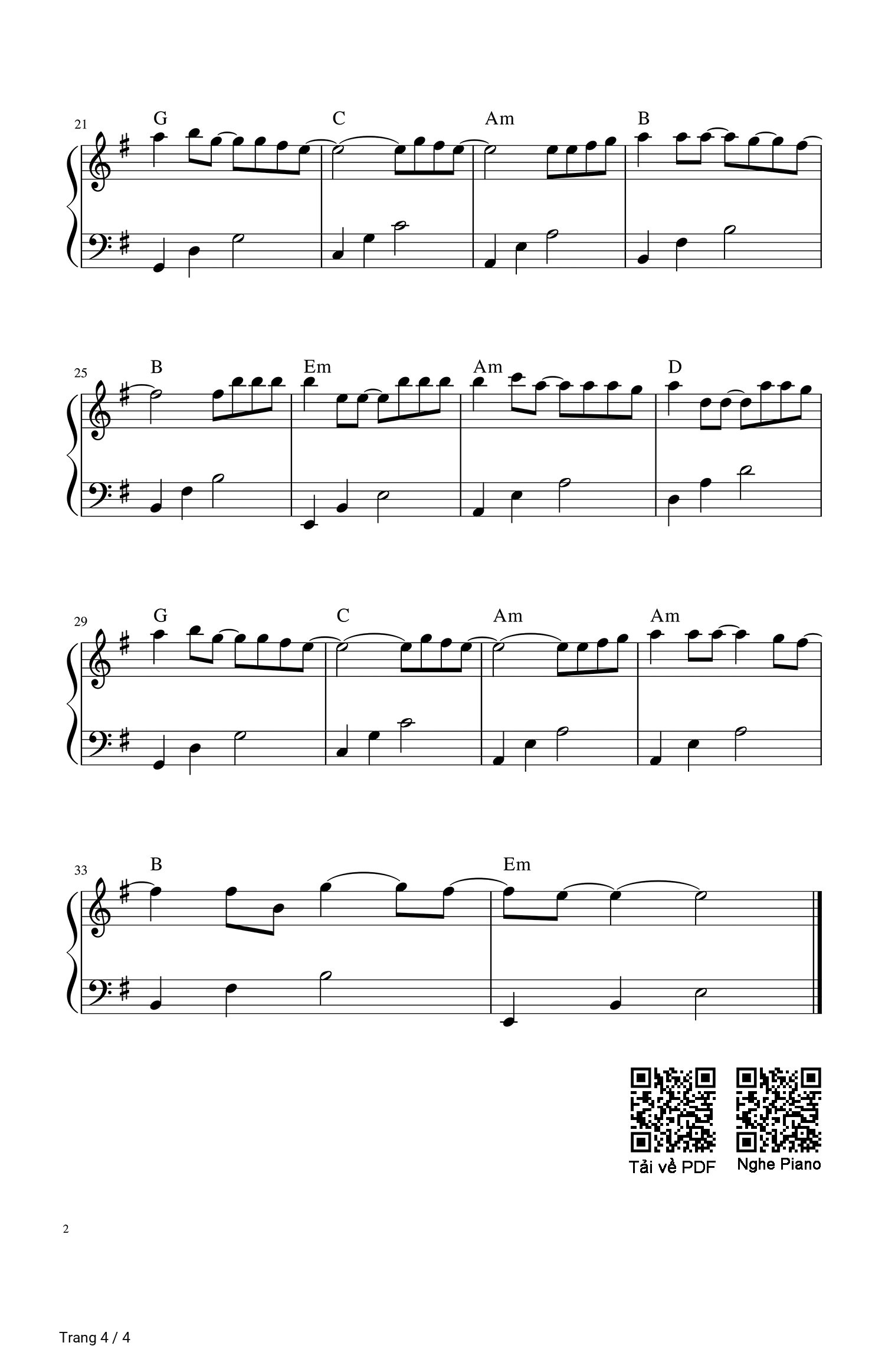 Trang 4 của Sheet nhạc PDF Piano bài hát Cánh hồng phai - Dương Khắc Linh, Gồm sheet có lời hợp âm và sheet Piano SOLO.. 1. Nàng như một  đoá hồng  phai, hương sắc héo  hon theo những ngày  dài