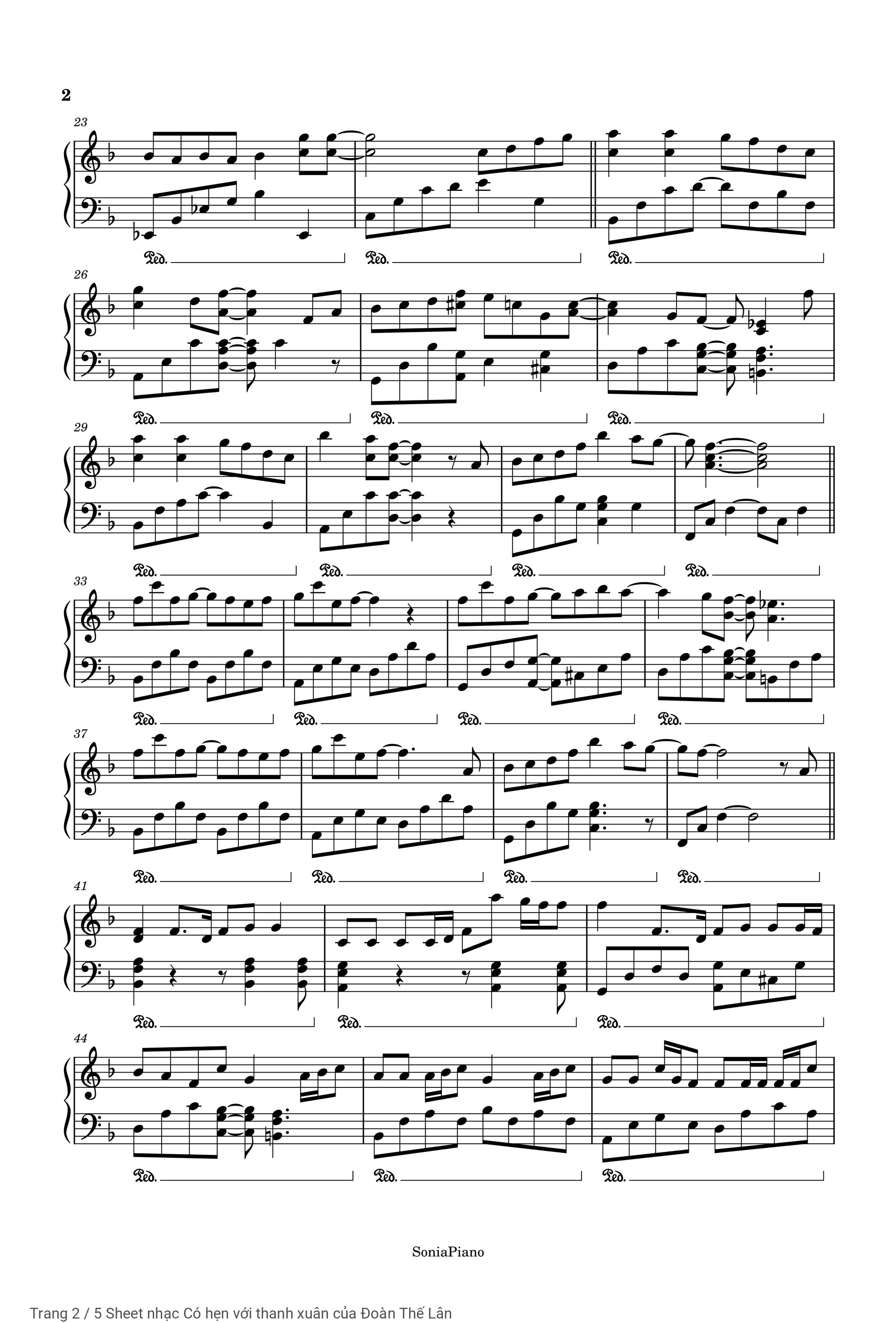 Trang 2 của Sheet nhạc PDF Piano bài hát Có hẹn với thanh xuân - Đoàn Thế Lân, Có sheet cho Piano Có hẹn cùng thanh Xuân