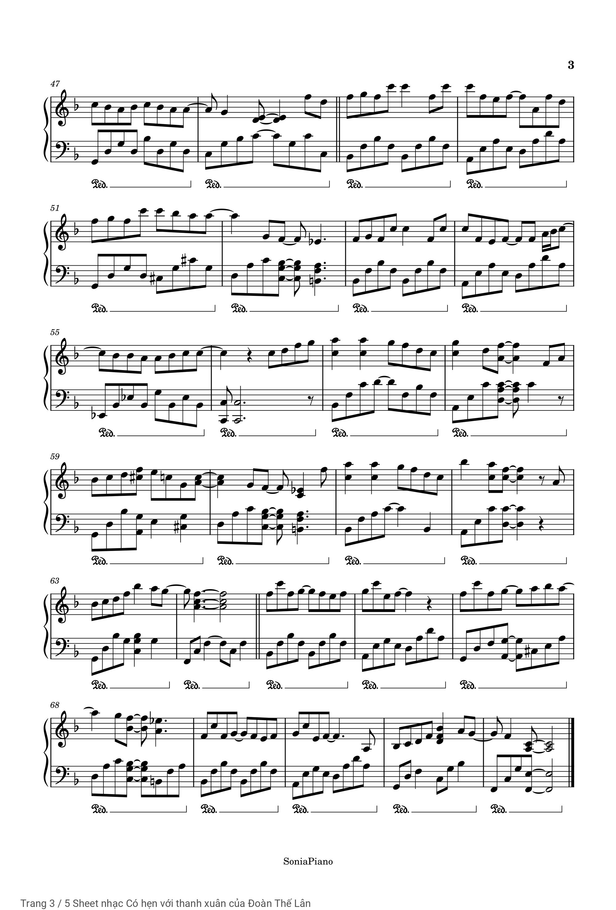 Có sheet cho Piano Có hẹn cùng thanh Xuân Cũng đã đến lúc nghẹn ngào nói lời chào đến mối tình đầu, Trang 3