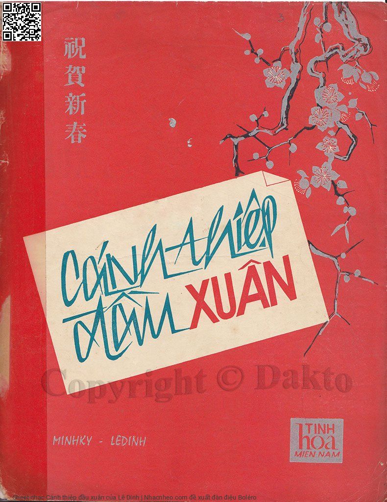 Trang 1 của Sheet nhạc PDF bài hát Cánh thiệp đầu xuân - Lê Dinh, 1. Hoa lá  nở thắm đẹp  làn môi  hồng