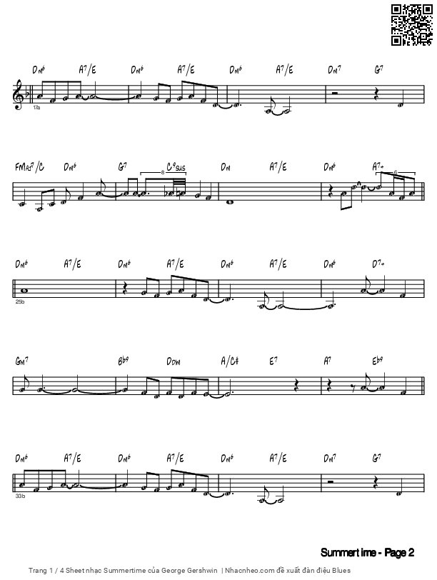 Trang 2 của Sheet nhạc PDF bài hát Summertime - George Gershwin, Summertime,  and the livin