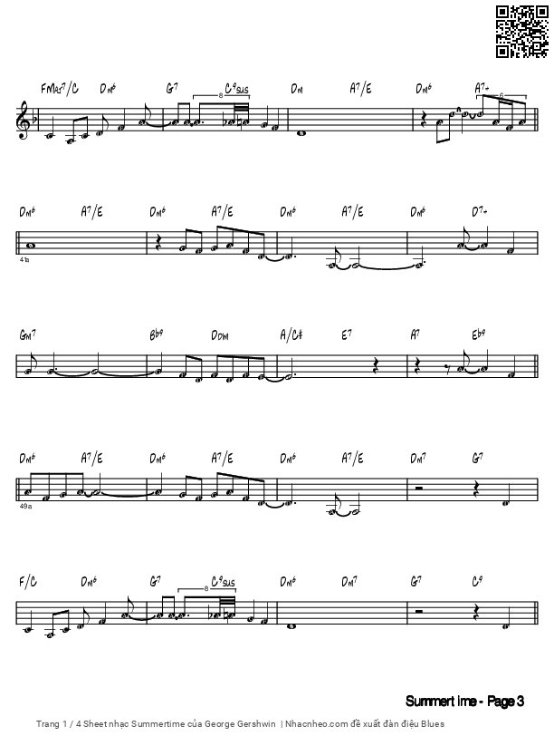 Trang 3 của Sheet nhạc PDF bài hát Summertime - George Gershwin, Summertime,  and the livin