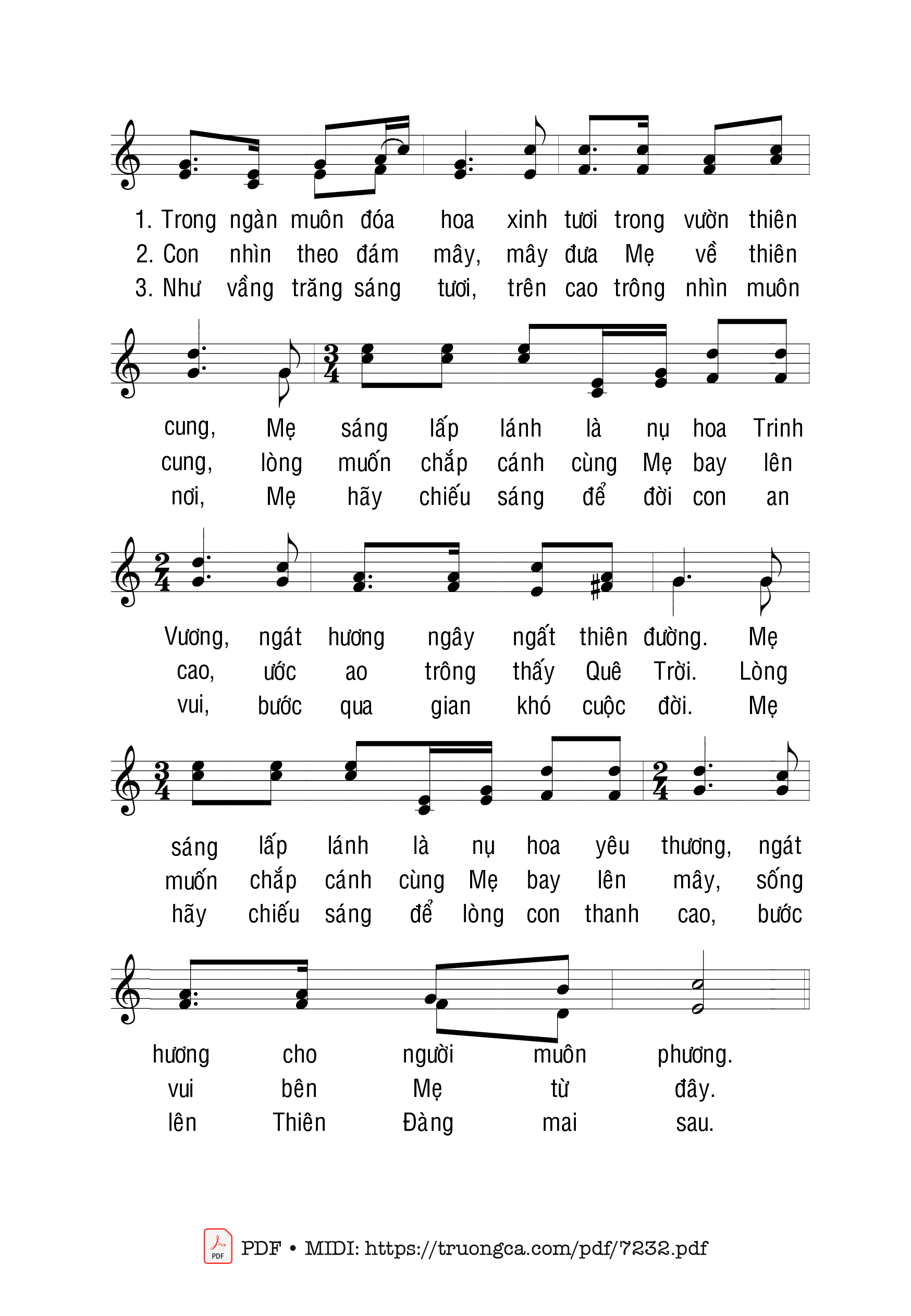 Trang 2 của Sheet nhạc PDF bài hát Mẹ Về Trời - Phanxicô