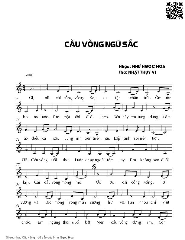 Sheet nhạc Cầu vồng ngũ sắc