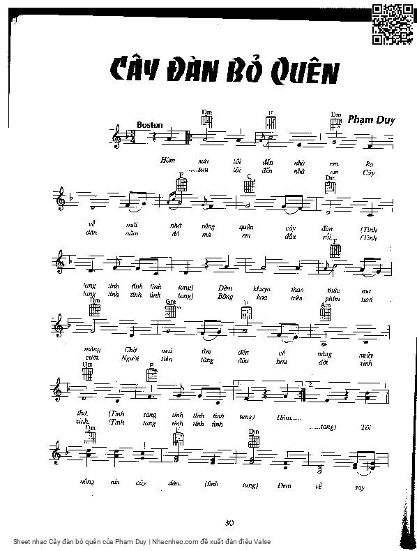 Trang 3 của Sheet nhạc PDF bài hát Cây đàn bỏ quên - Phạm Duy, 1. Hôm  xưa tôi  đến nhà  em. Ra về mới  nhớ rằng  quên cây  đàn Tình tang tính tính tình tang