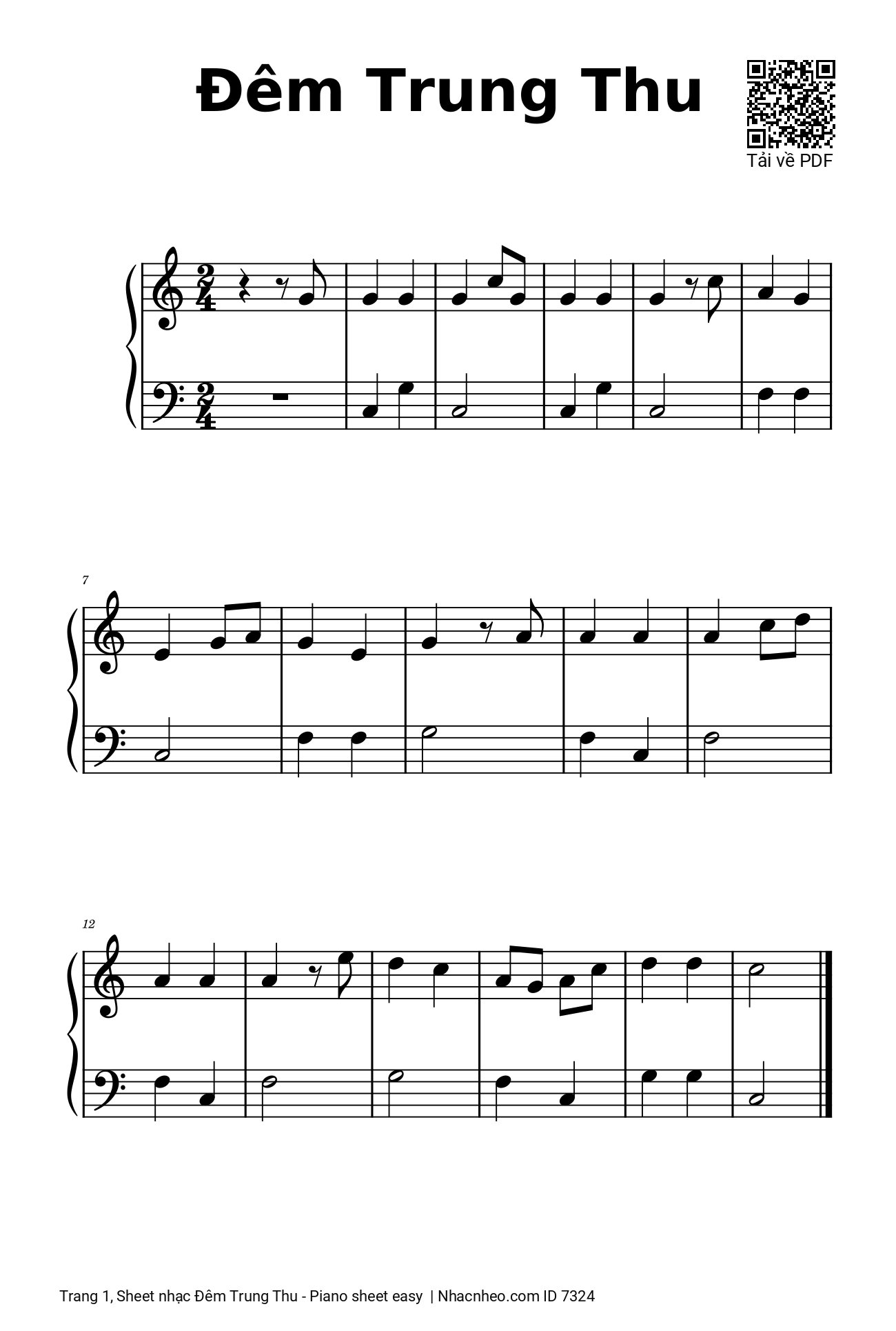 Trang 1 của Sheet nhạc PDF Piano bài hát Đêm Trung Thu Piano trình độ dễ - Phùng Như Thạch, Thùng thình thùng thình trống rộn ràng ngoài đình. Có con sư tử vui múa quanh vòng quanh. Trung thu ...