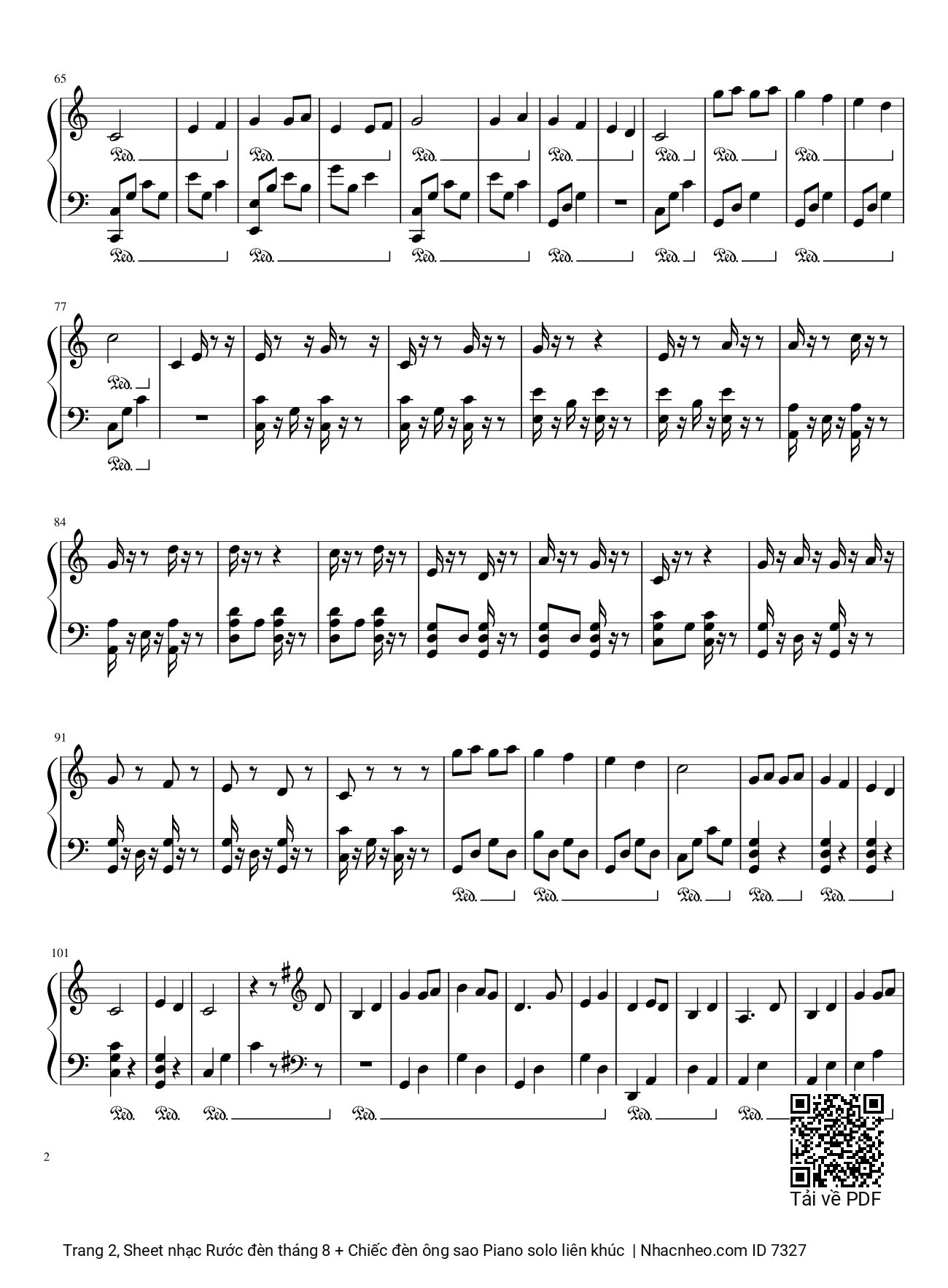 Trang 2 của Sheet nhạc PDF bài hát Piano Rước đèn tháng 8 + Chiếc đèn ông sao Piano solo liên khúc - Phạm Tuyên