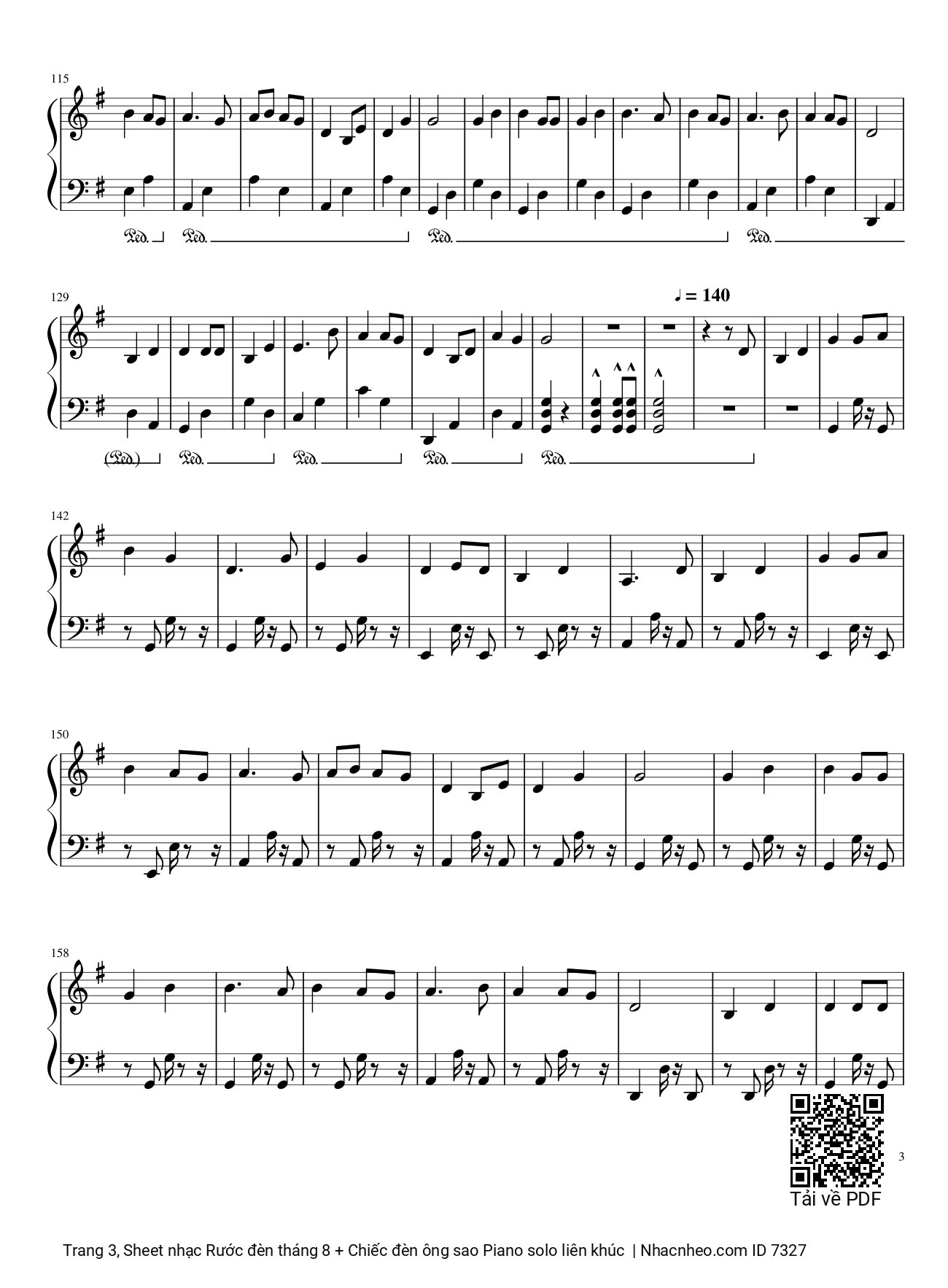 Trang 3 của Sheet nhạc PDF bài hát Piano Rước đèn tháng 8 + Chiếc đèn ông sao Piano solo liên khúc - Phạm Tuyên