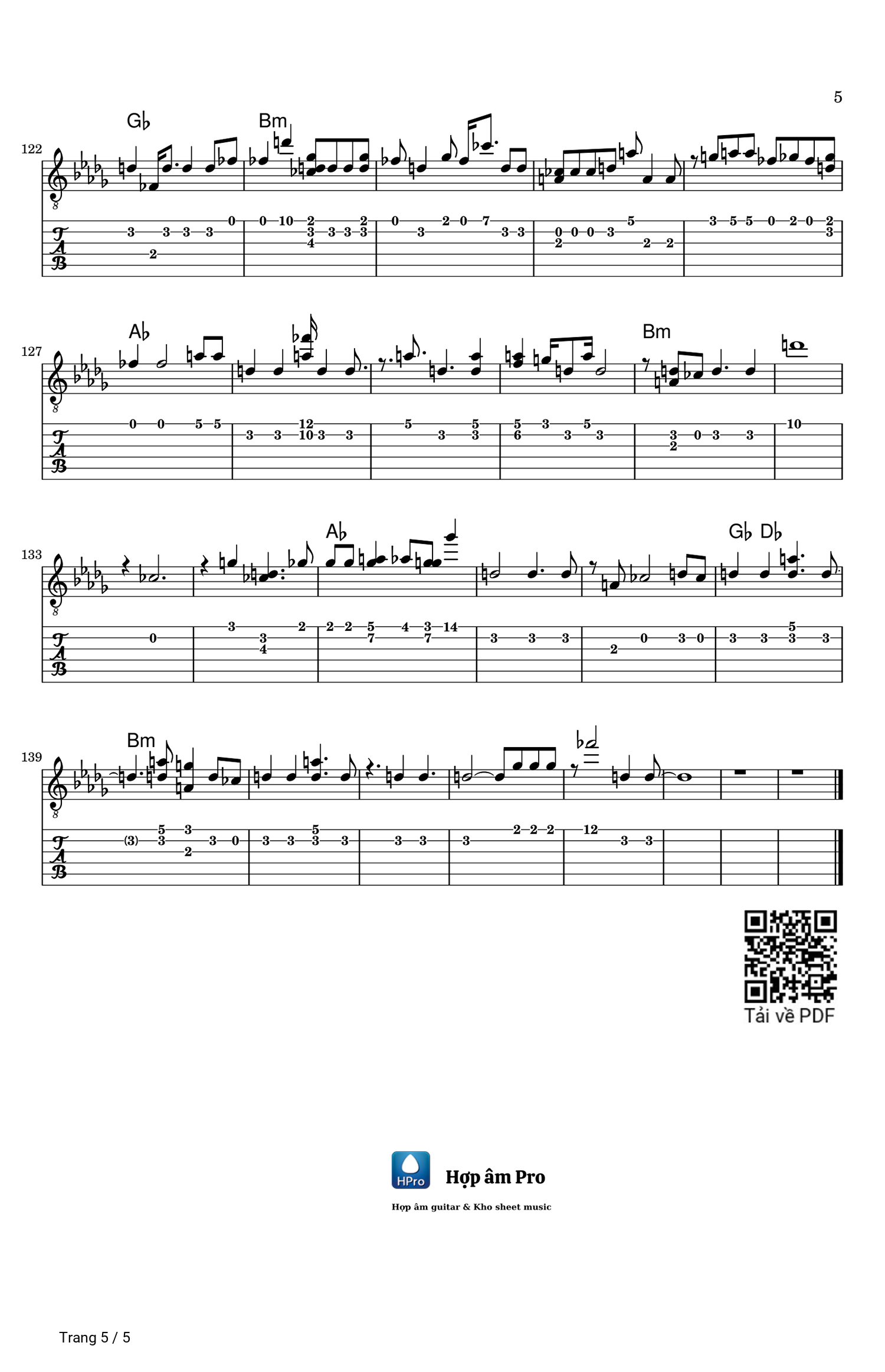 Trang 5 của Sheet nhạc PDF Guitar Tab bài hát Ngáo ngơ - HIEUTHUHAI