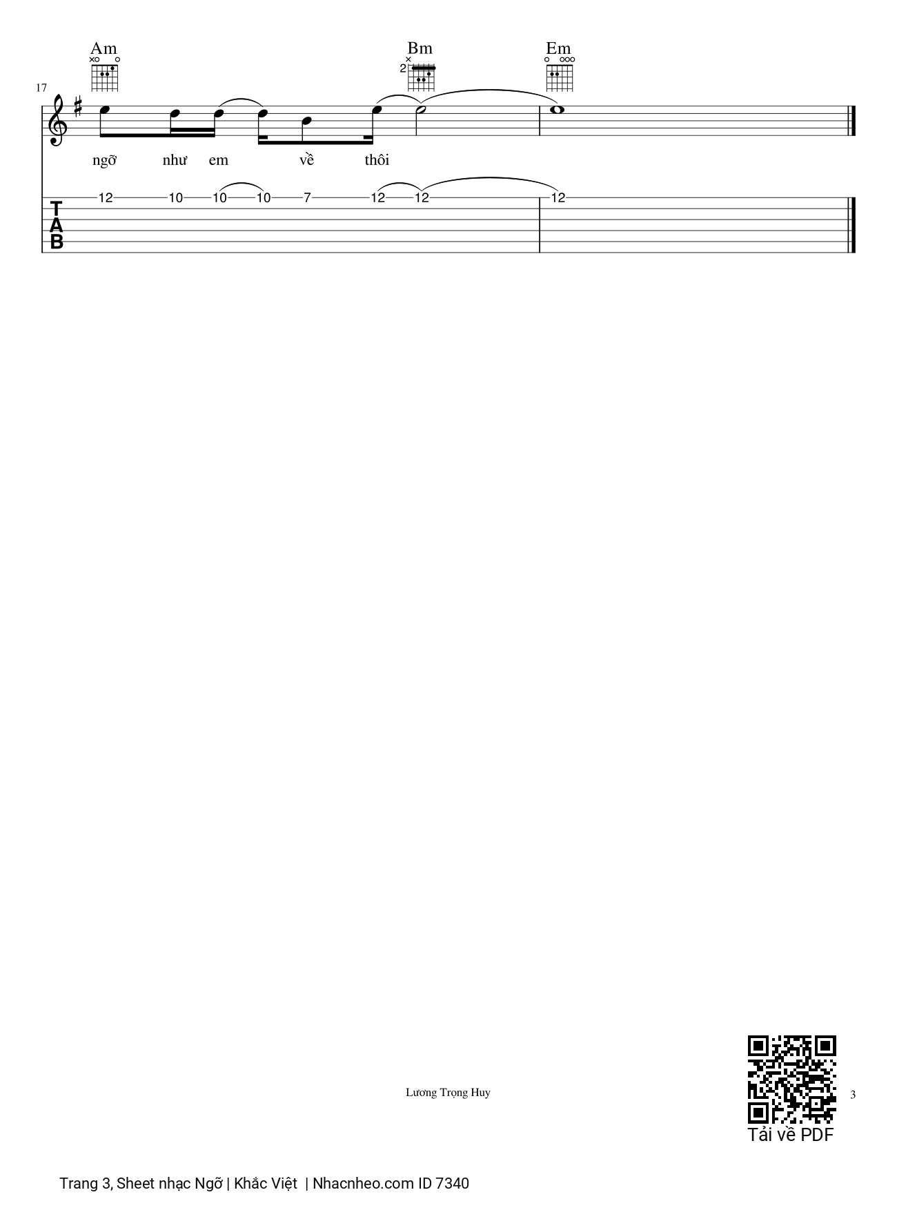 Trang 3 của Sheet nhạc PDF bài hát Ngỡ Guitar solo - Khắc Việt, Anh bỗng thấy nhớ em nhiều. Anh thấy lòng chợt lẽ loi. Cô đơn cùng với đêm dài. Cứ trôi theo anh từng...