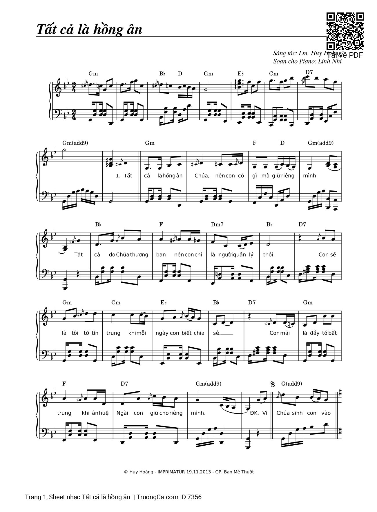 Tất cả là hồng ân Piano