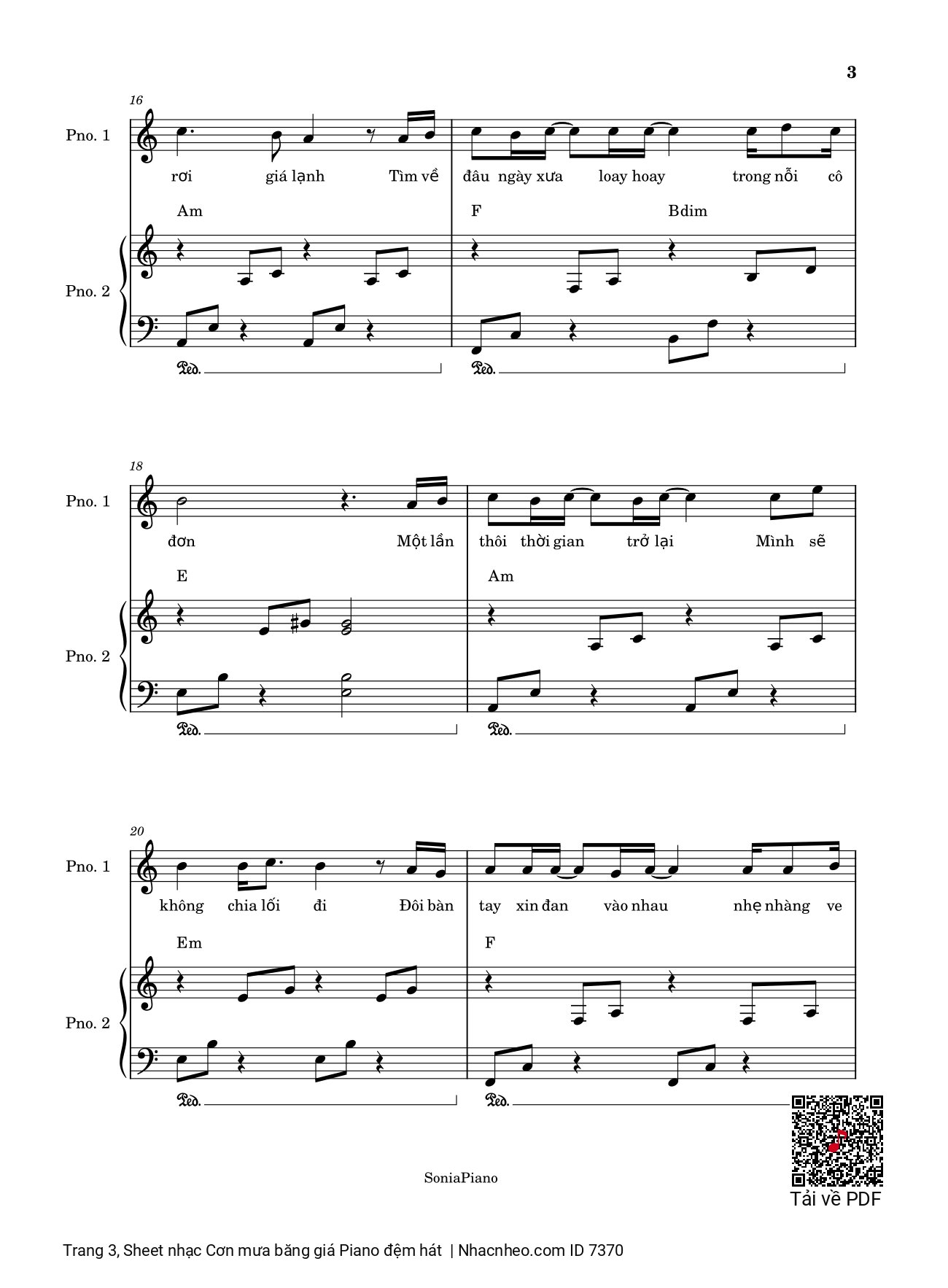 Trang 3 của Sheet nhạc PDF bài hát Cơn mưa băng giá Piano đệm hát - Lê Thành Trung, Dù là cơn mơ băng giá dù đợi chờ là nỗi xót xa. Dù tình chỉ là mong manh bờ môi còn khao khát chờ