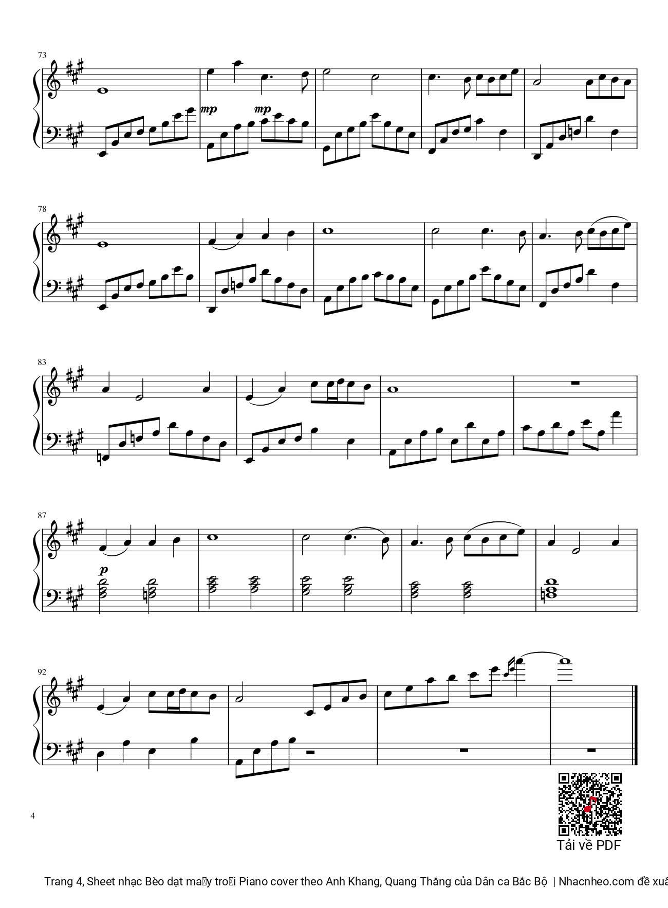 Trang 4 của Sheet nhạc PDF bài hát Bèo dạt mây trôi Piano cover theo Anh Khang, Quang Thắng - Dân ca Bắc Bộ, Bèo dạt mây trôi, chốn xa xôi, Em ơi anh vẫn đợi bèo dạt.