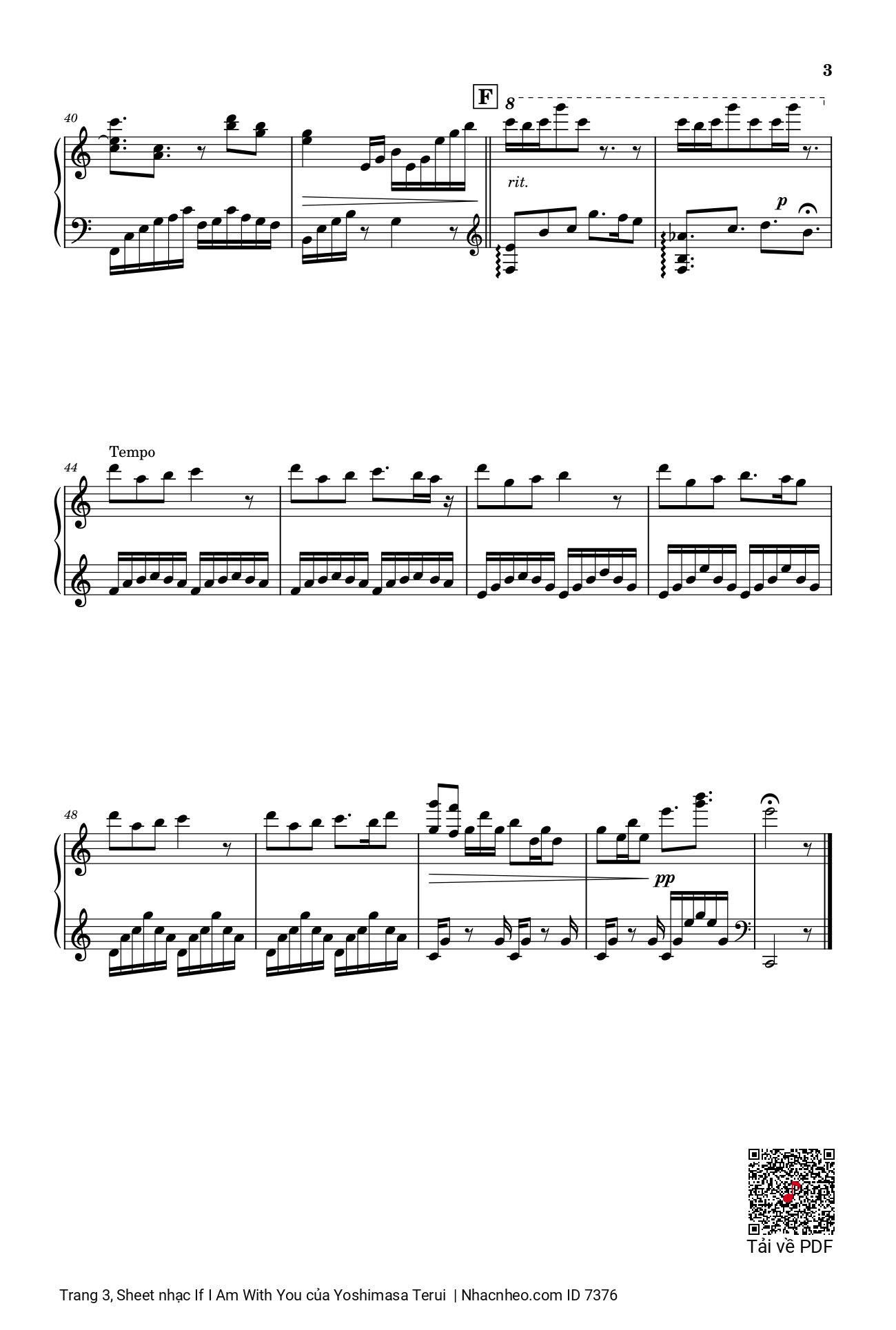 Trang 3 của Sheet nhạc PDF bài hát If I Am With You Piano Cover - Yoshimasa Terui