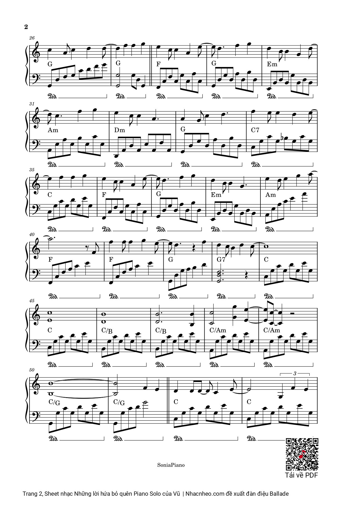 Trang 2 của Sheet nhạc PDF bài hát Những lời hứa bỏ quên Piano Solo - Vũ, Nếu hai ta không quên ngày ấy ngày những đôi môi trao nhau không lời