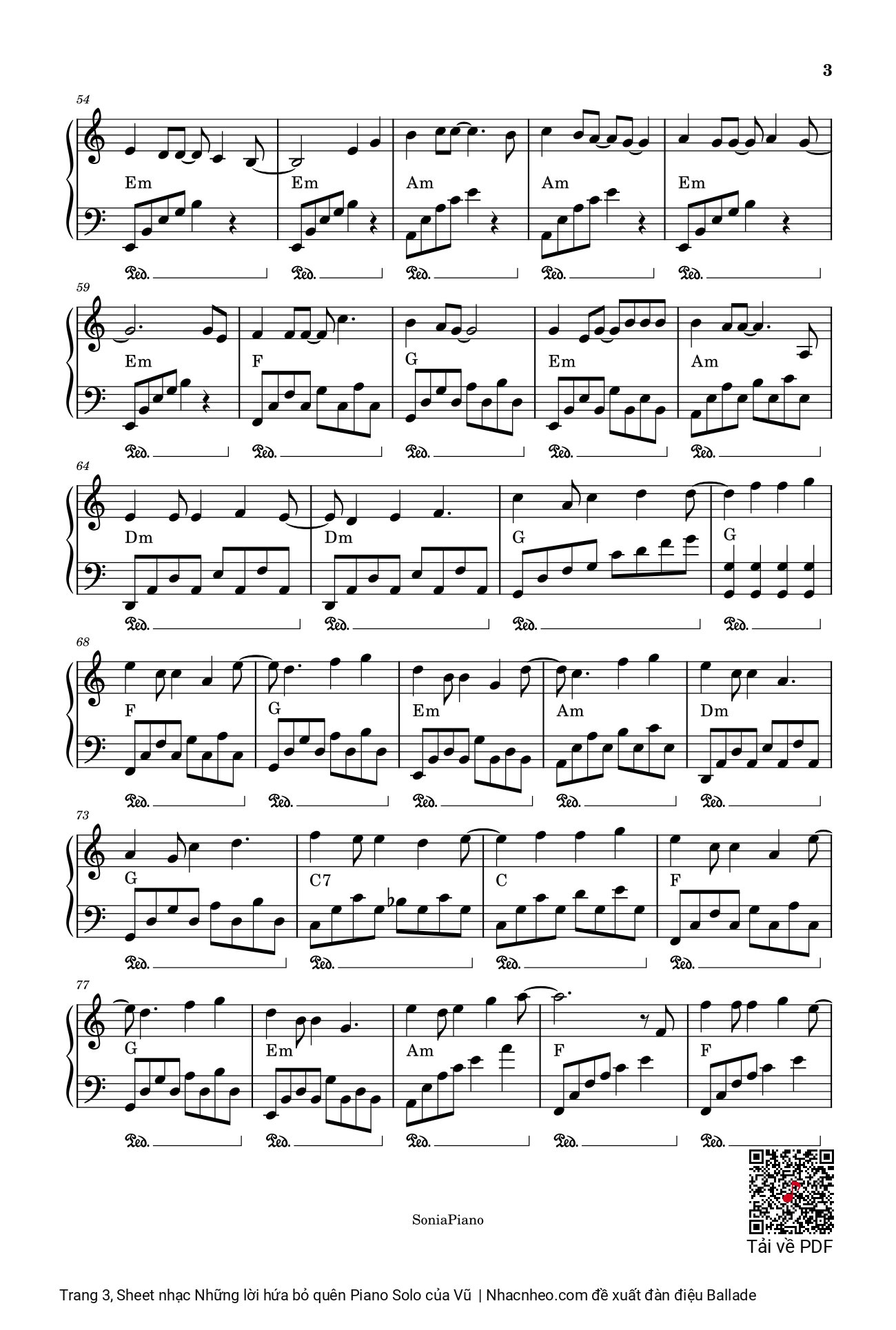 Trang 3 của Sheet nhạc PDF bài hát Những lời hứa bỏ quên Piano Solo - Vũ