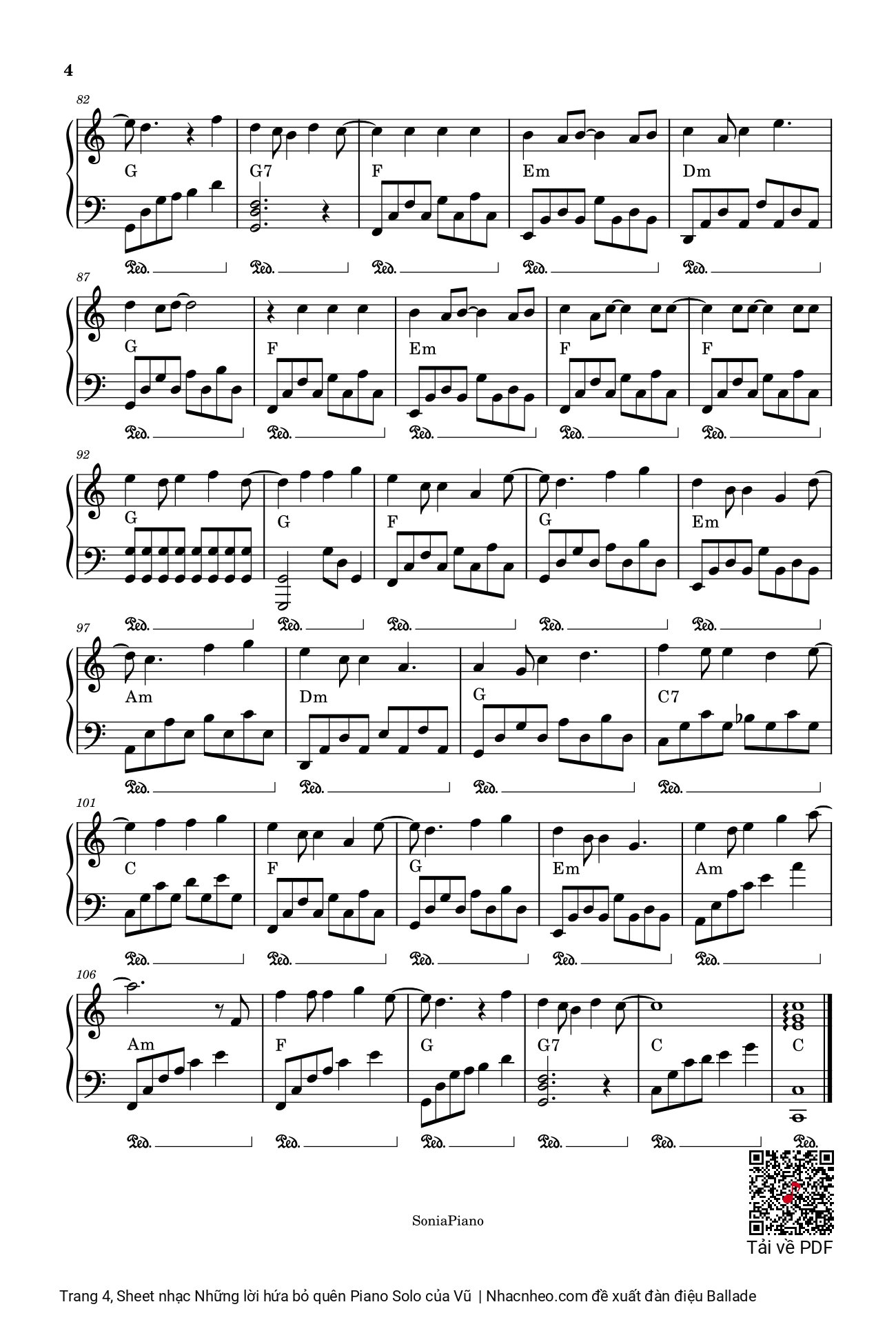 Trang 4 của Sheet nhạc PDF bài hát Những lời hứa bỏ quên Piano Solo - Vũ