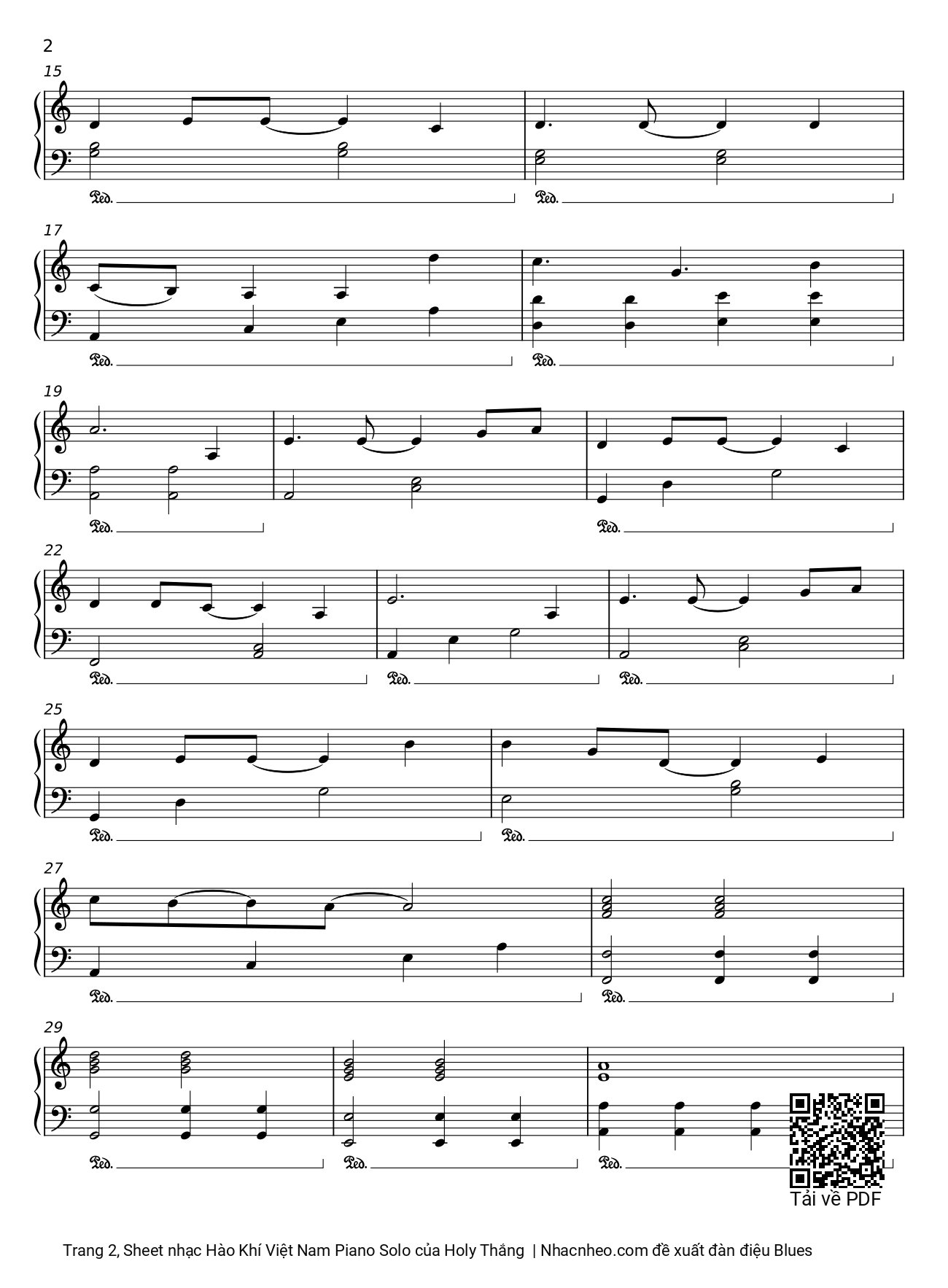 Trang 2 của Sheet nhạc PDF bài hát Hào Khí Việt Nam Piano Solo - Holy Thắng, Việt Nam ơi, giống hùng thiêng