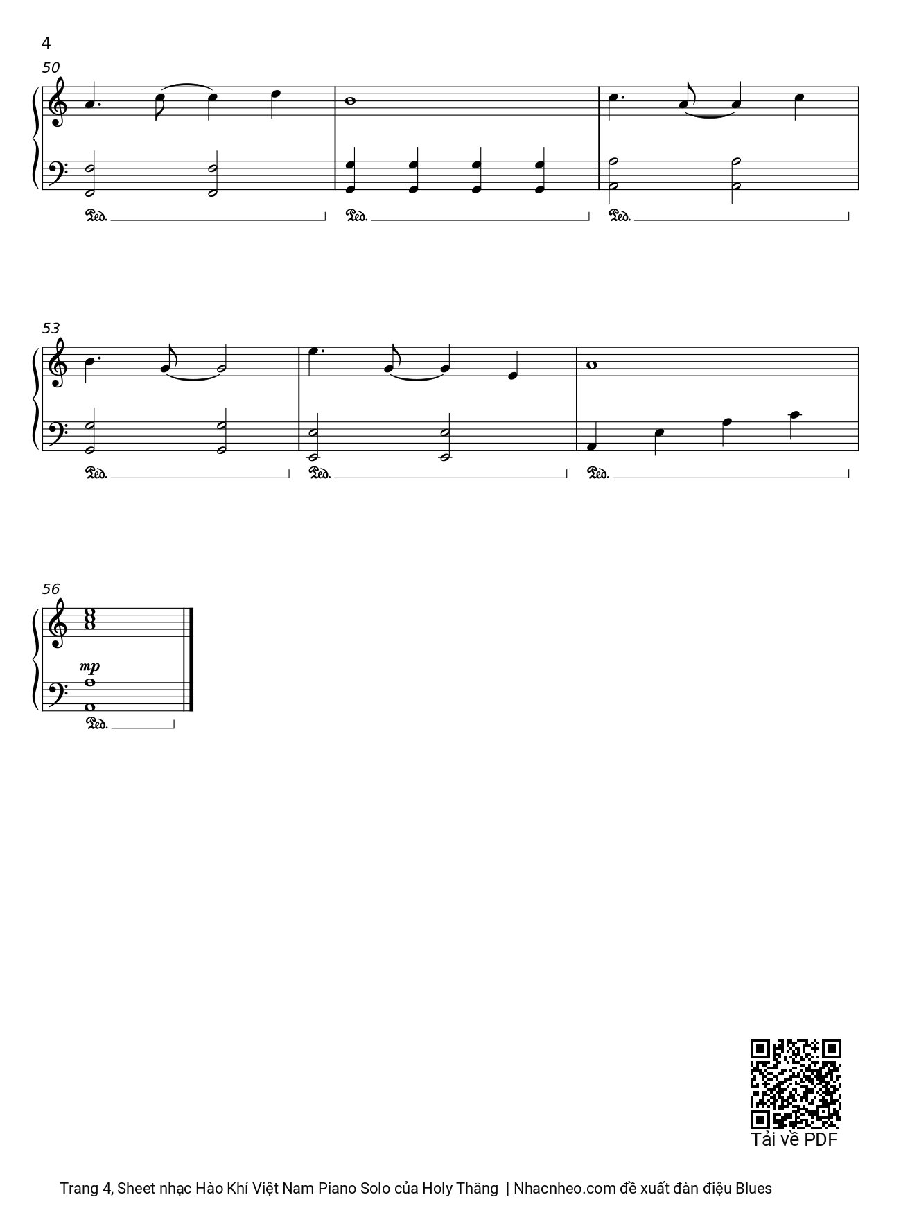 Trang 4 của Sheet nhạc PDF bài hát Hào Khí Việt Nam Piano Solo - Holy Thắng, Việt Nam ơi, giống hùng thiêng