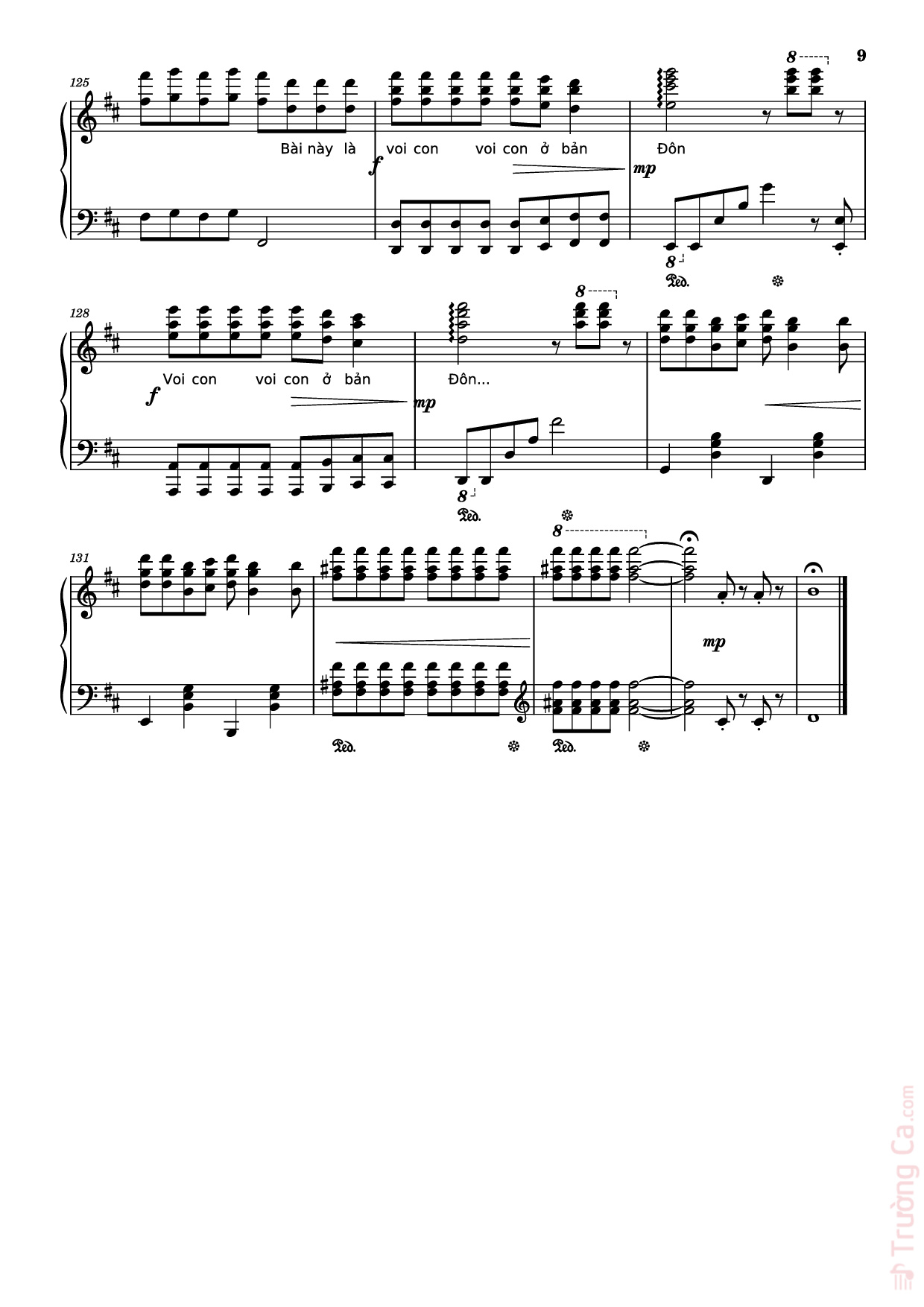 Trang 9 của Sheet nhạc PDF Piano bài hát Mashup Chú voi con ở bản Đôn + Một lần Thôi + Anh cứ đi đi + Cầu Vồng Khuyết mashup Piano - Phạm Tuyên