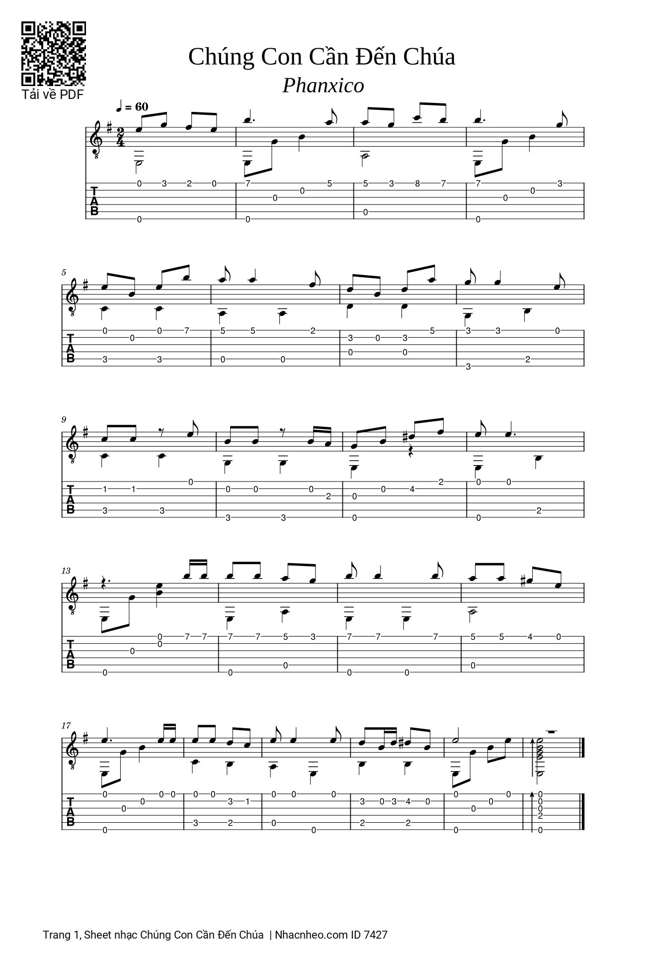 Chúng Con Cần Đến Chúa Guitar TAB