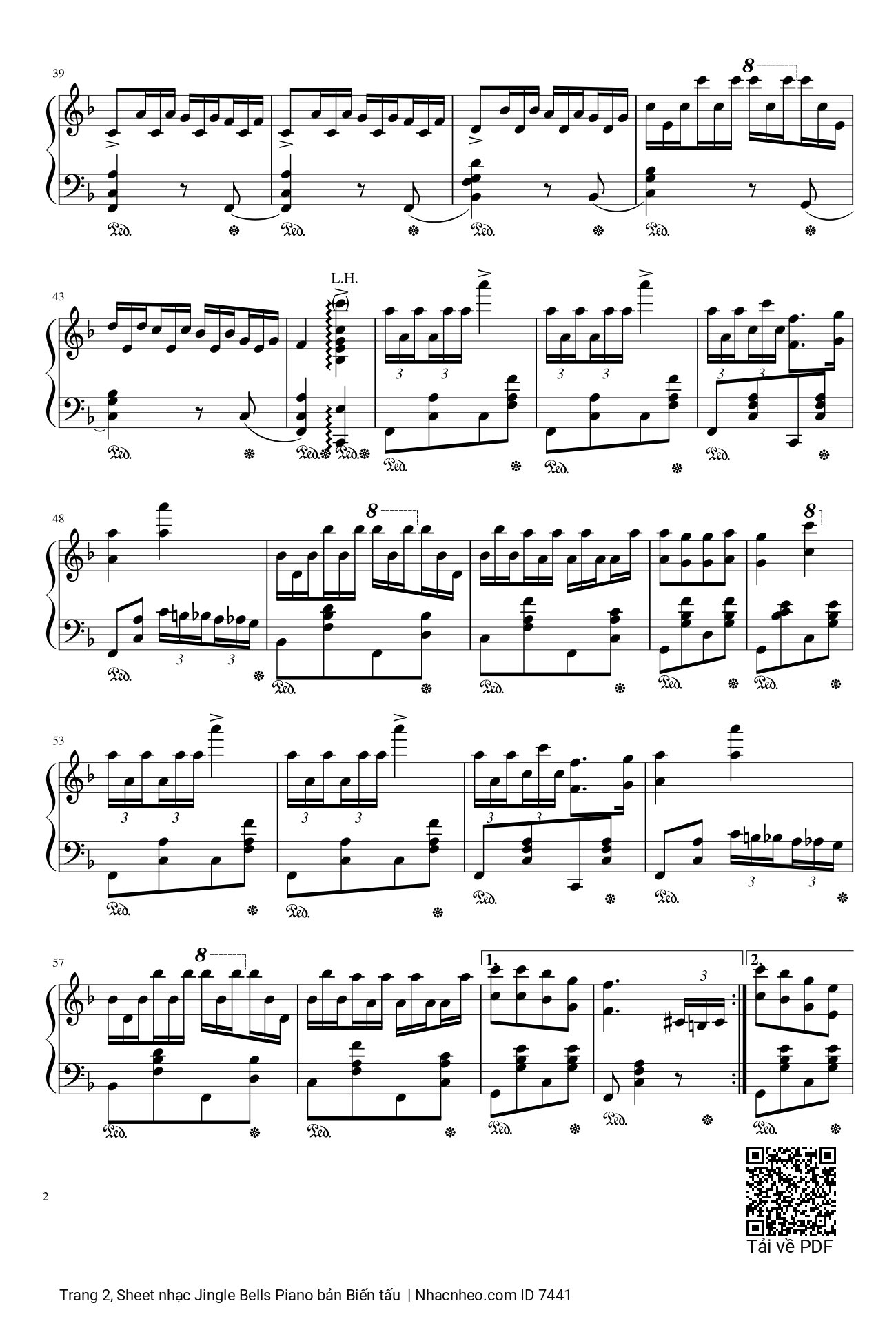 Trang 2 của Sheet nhạc PDF bài hát Jingle Bells Piano bản Biến tấu - Nhạc Ngoại