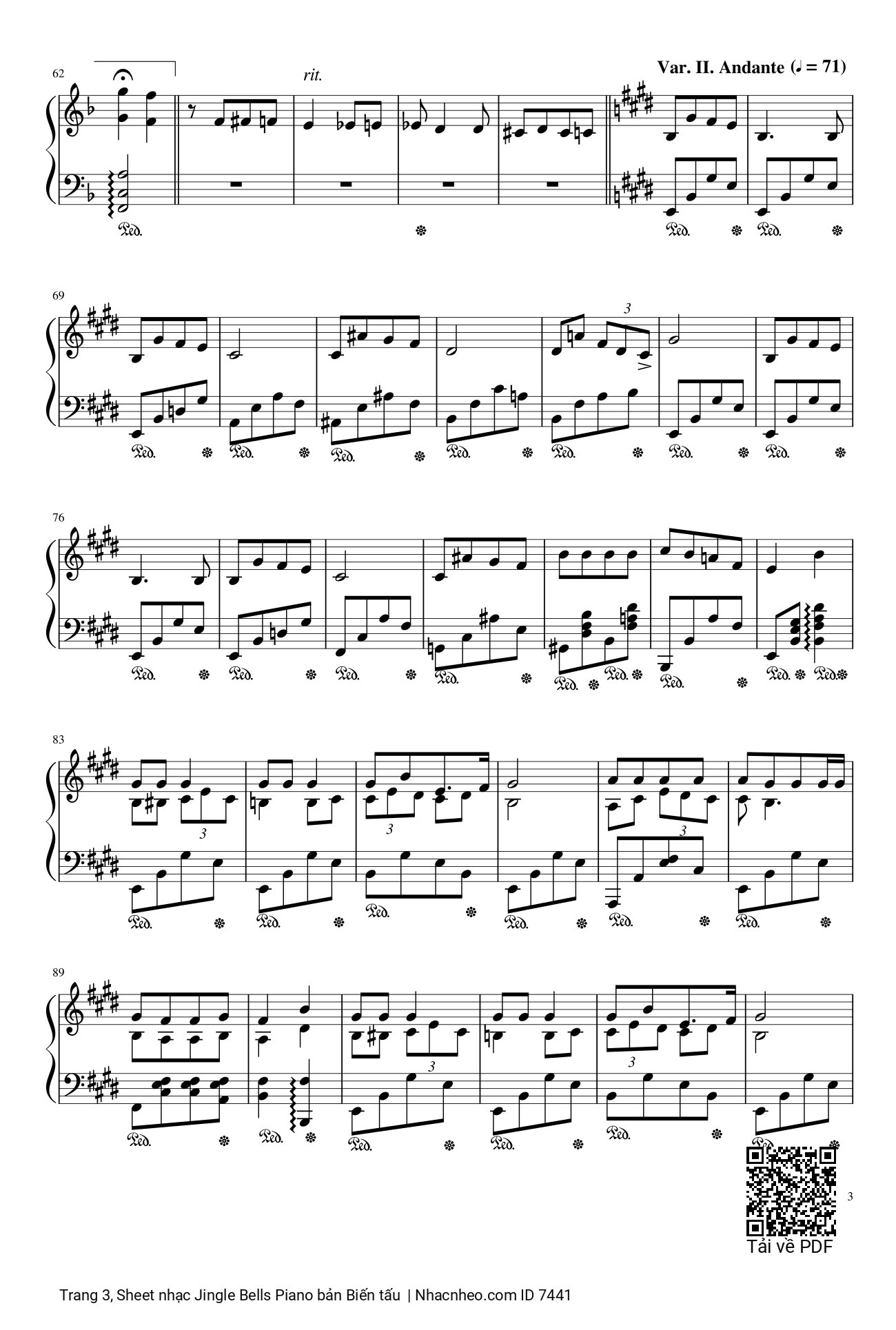 Trang 3 của Sheet nhạc PDF bài hát Jingle Bells Piano bản Biến tấu - Nhạc Ngoại, Mừng ngày Chúa sinh ra đời.