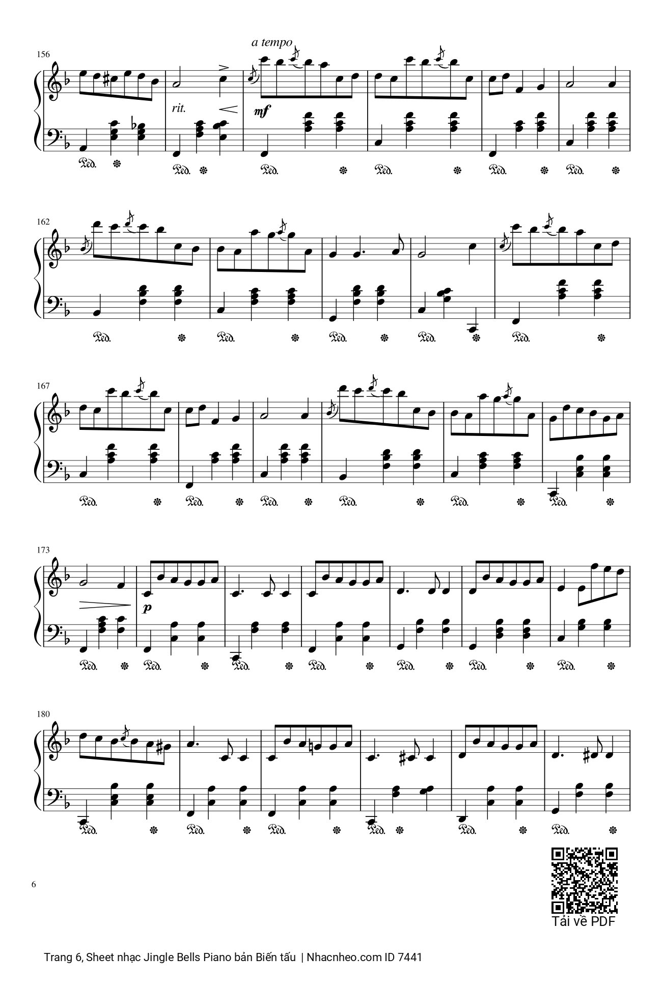 Trang 6 của Sheet nhạc PDF bài hát Jingle Bells Piano bản Biến tấu - Nhạc Ngoại