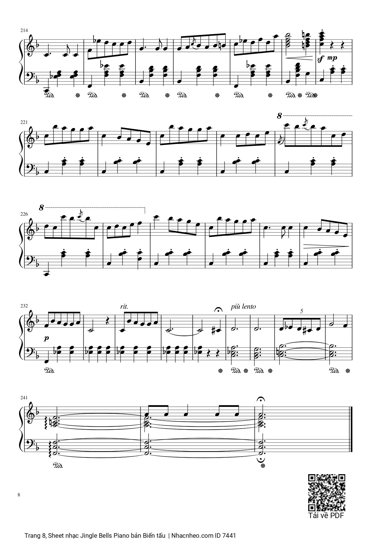 Trang 8 của Sheet nhạc PDF bài hát Jingle Bells Piano bản Biến tấu - Nhạc Ngoại