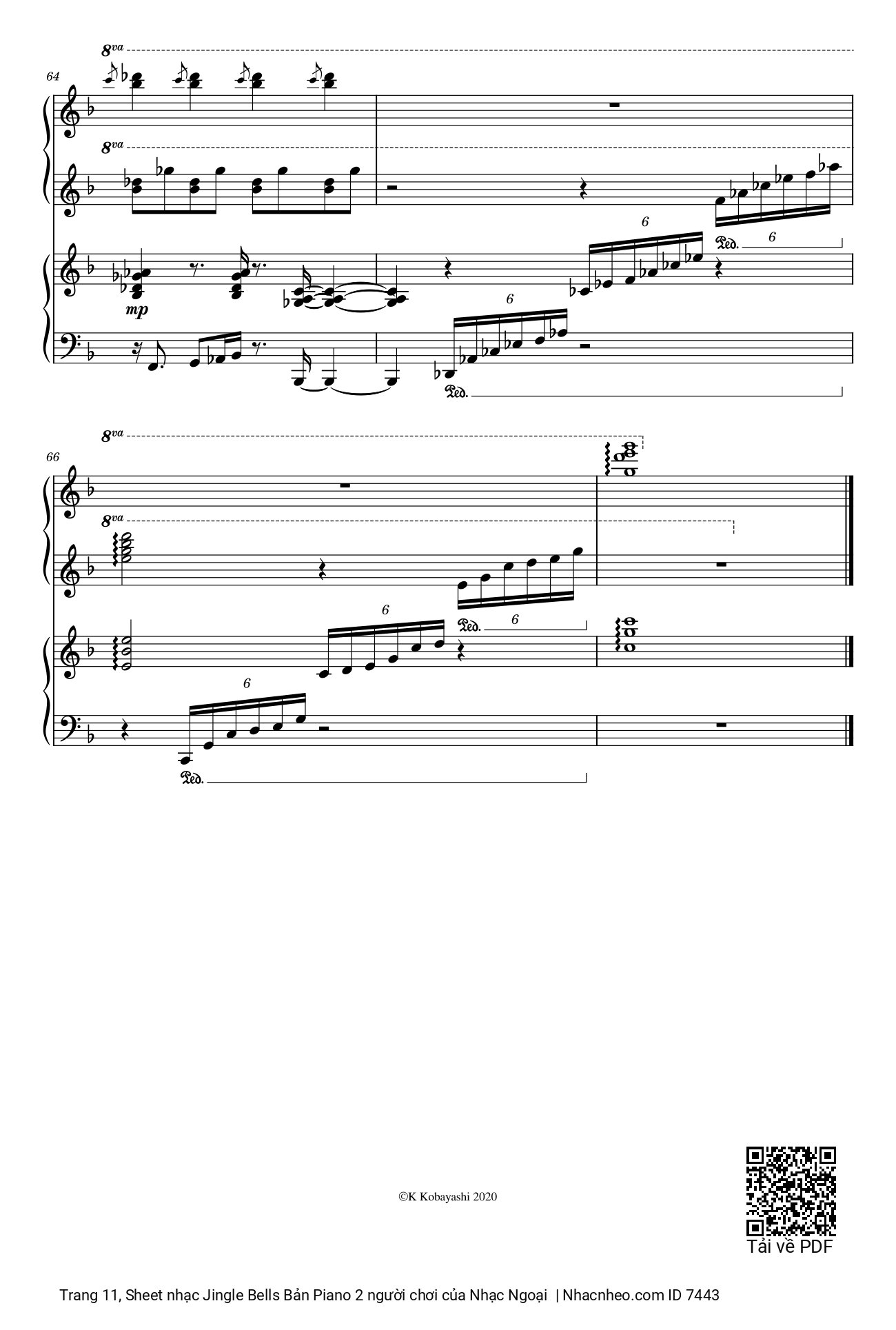 Trang 11 của Sheet nhạc PDF Piano bài hát Jingle Bells Bản Piano 2 người chơi - James Pierpont