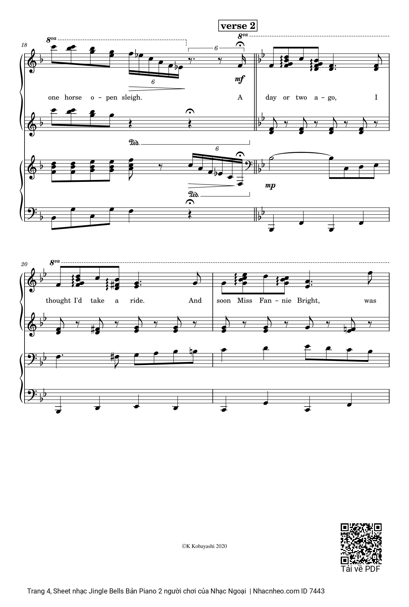 Trang 4 của Sheet nhạc PDF Piano bài hát Jingle Bells Bản Piano 2 người chơi - James Pierpont