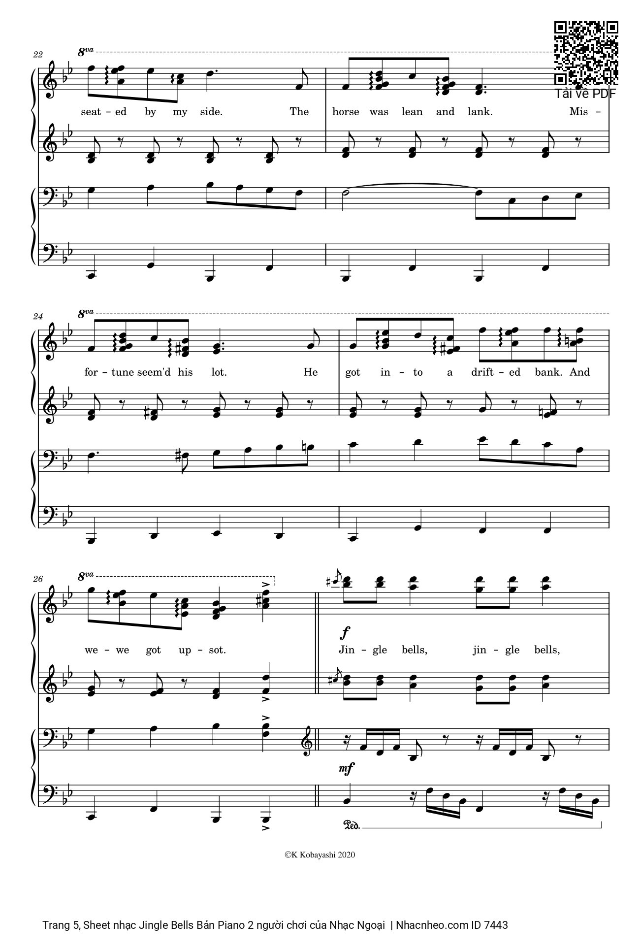 Trang 5 của Sheet nhạc PDF Piano bài hát Jingle Bells Bản Piano 2 người chơi - James Pierpont